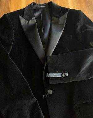 Scotch & Soda Sakko Scotch & Soda Satin Trimmed Velvet Smoking Blazer Tuxedo Sakko Jacket
