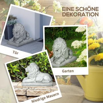 Outsunny Gartenfigur "Liegender Löwe", Gartendekoration, wetterbeständig, (Set, 1 St., Gartenstatue), BxLxH: 25x56x38 cm