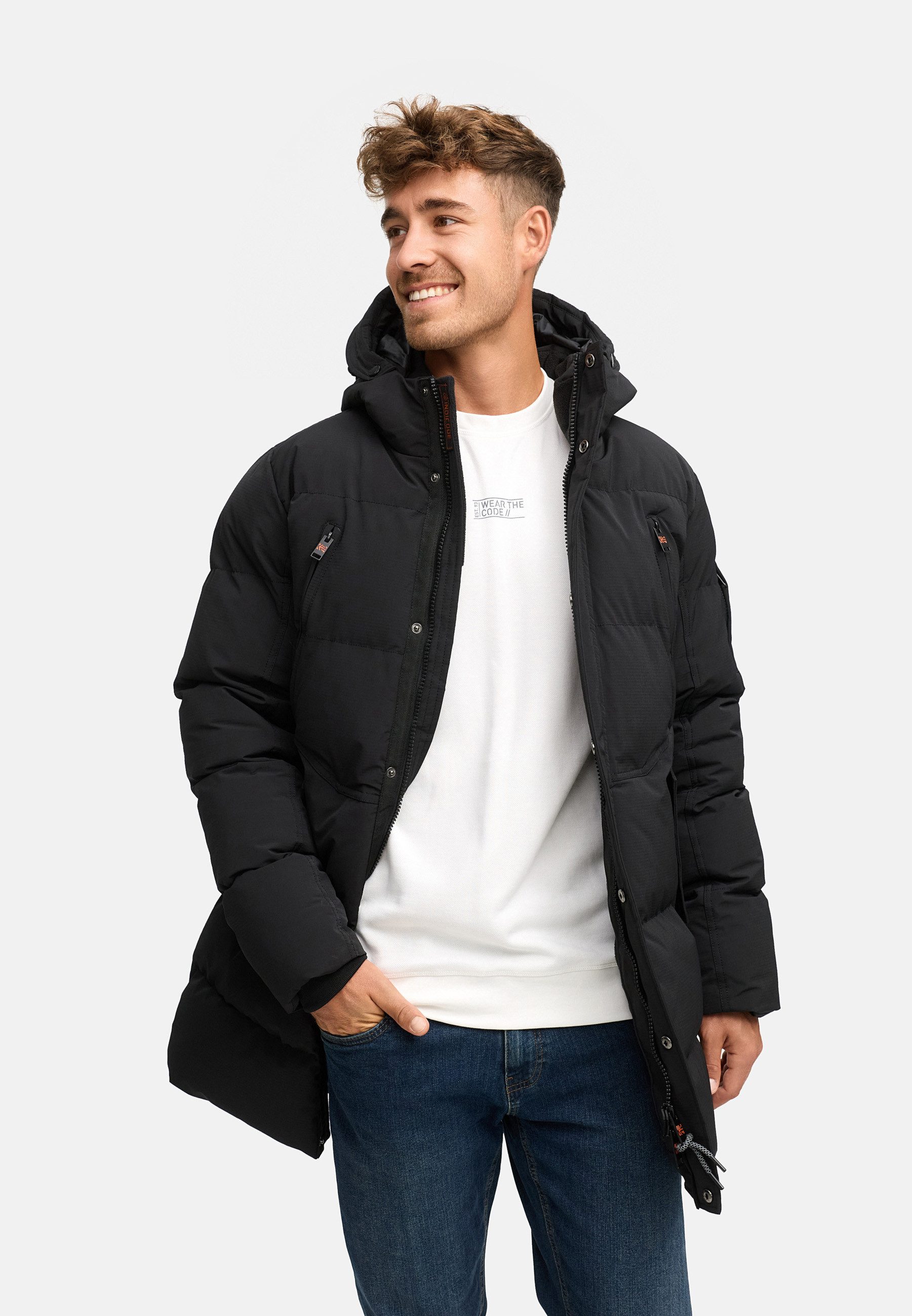 Indicode Winterjacke Herren INBoulton Jacke Winter Herrenjacke mit Kapuze und Taschen