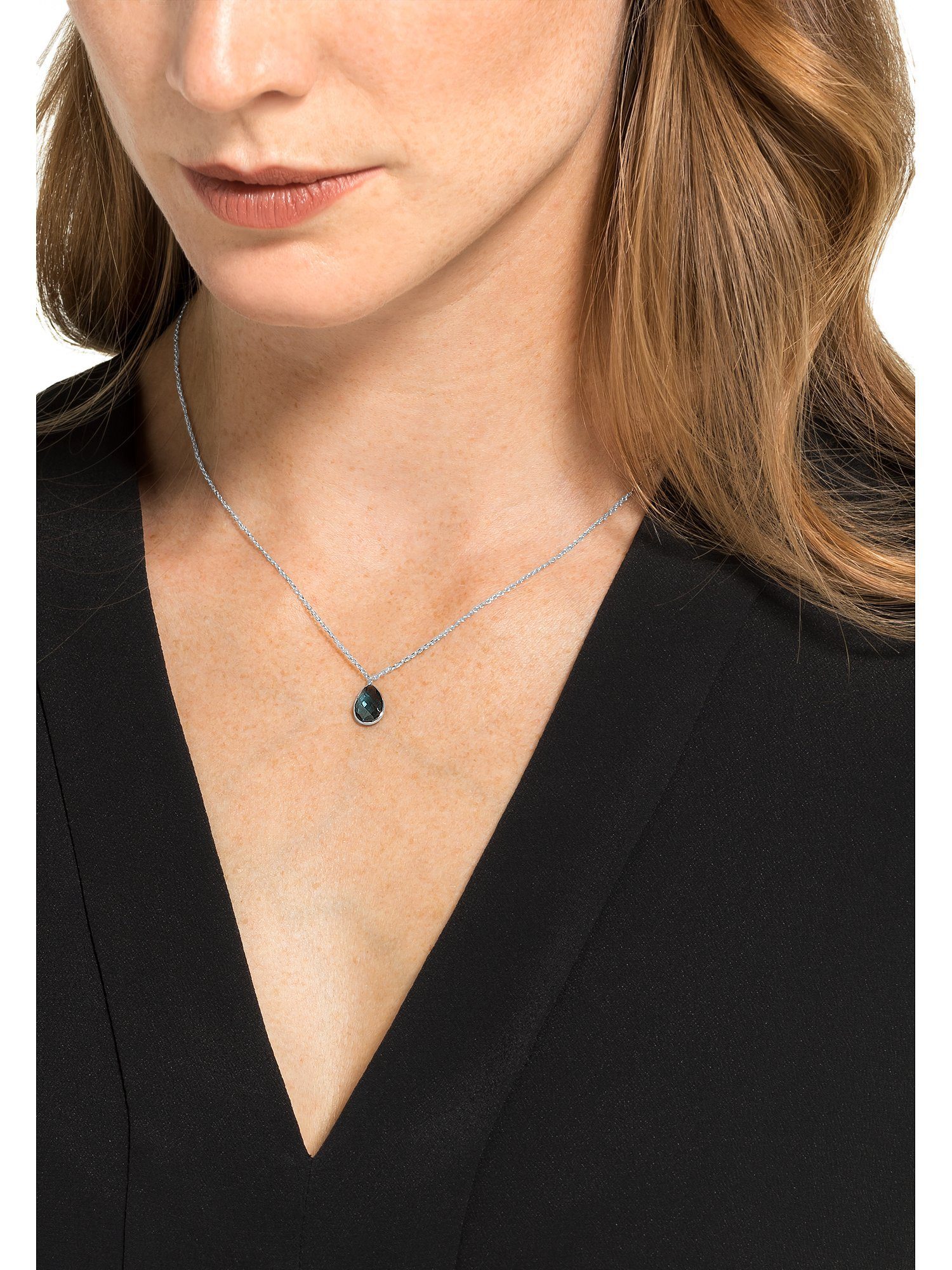 CHRIST Collier CHRIST Damen-Kette 375er Weißgold 1 Topas