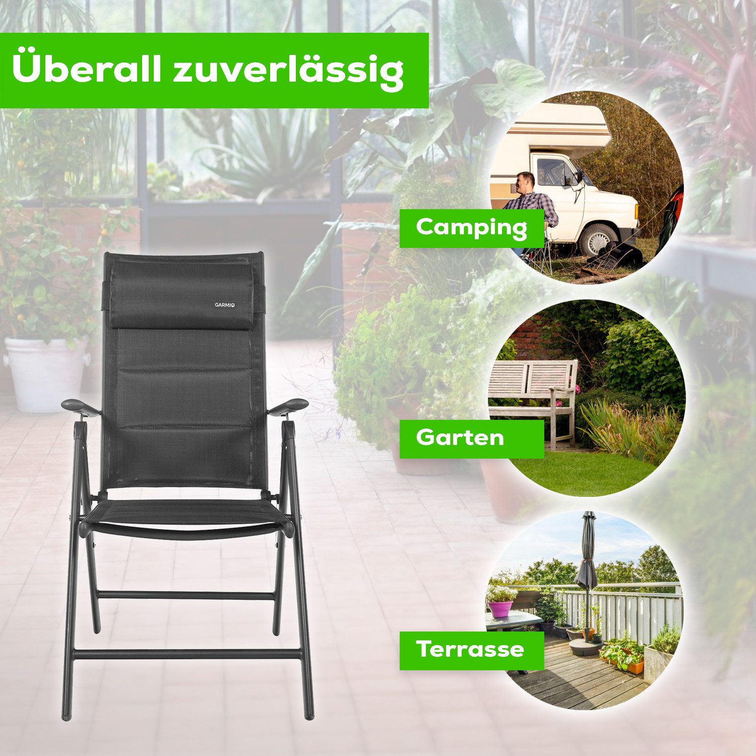 GARMIO Klappstuhl Gartenstuhl FLORENZ, robustes Aluminiumgestell günstig online kaufen