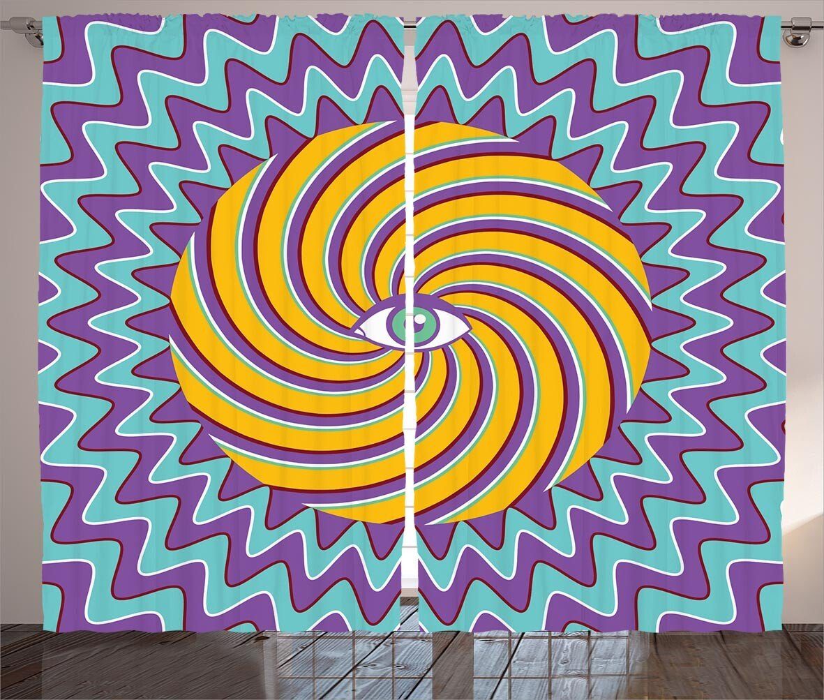 Farbe Abakuhaus, Circles mit Hypnotic Kräuselband Jahrgang Vorhang Schlafzimmer Haken, und Gardine Schlaufen