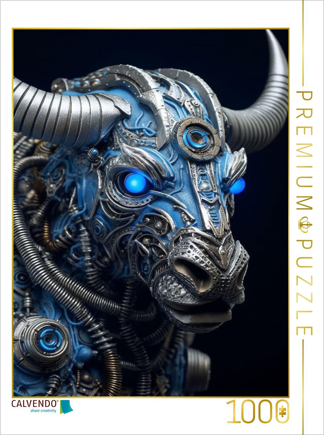 CALVENDO Puzzle CALVENDO Puzzle Büffel - ein Cyborg Tier in Verbindung mit Elementen d, 1000 Puzzleteile