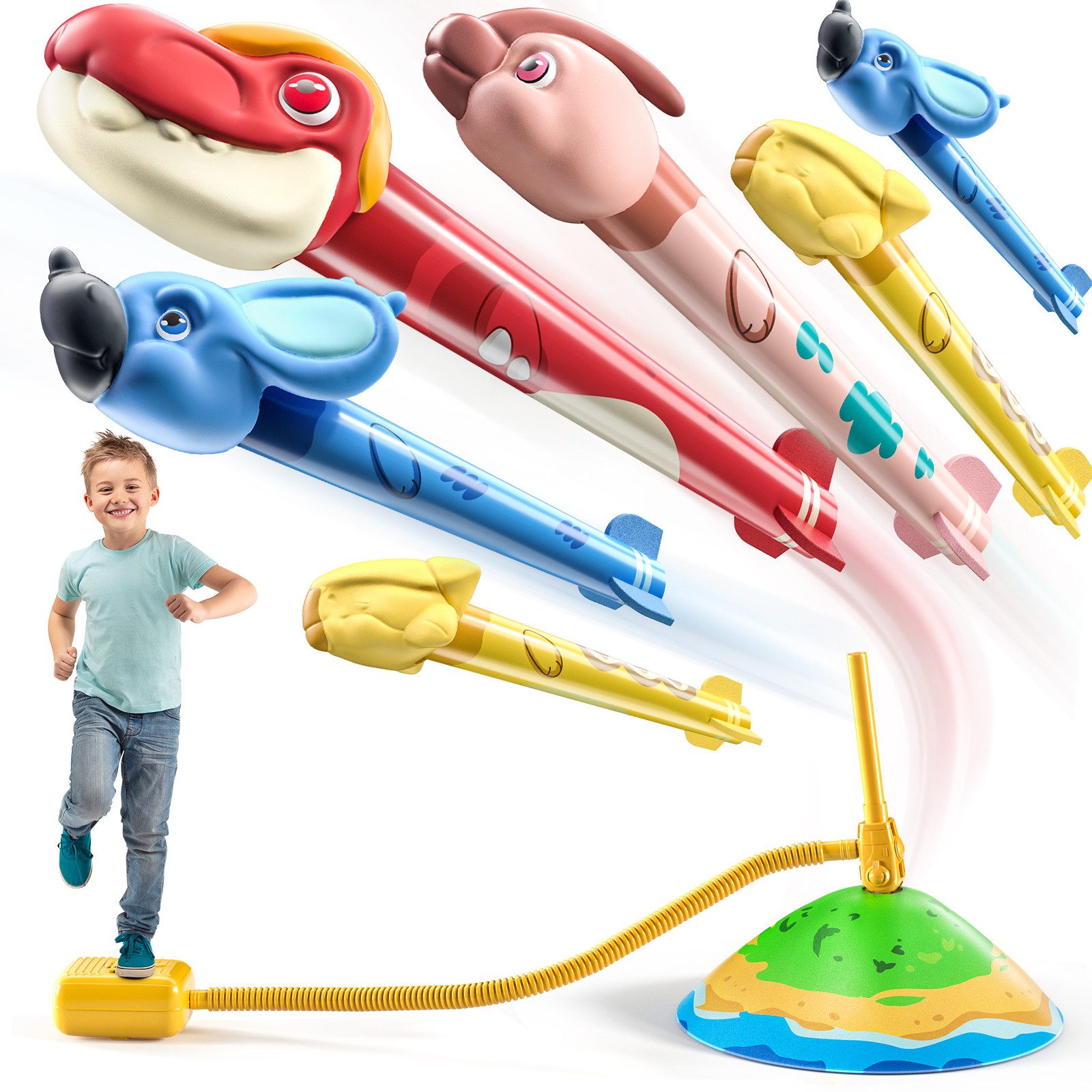 TEMI Spielzeug-Flugrakete Rakete Luftdruck, Raketenwerfer, Schaumraketen Sp günstig online kaufen