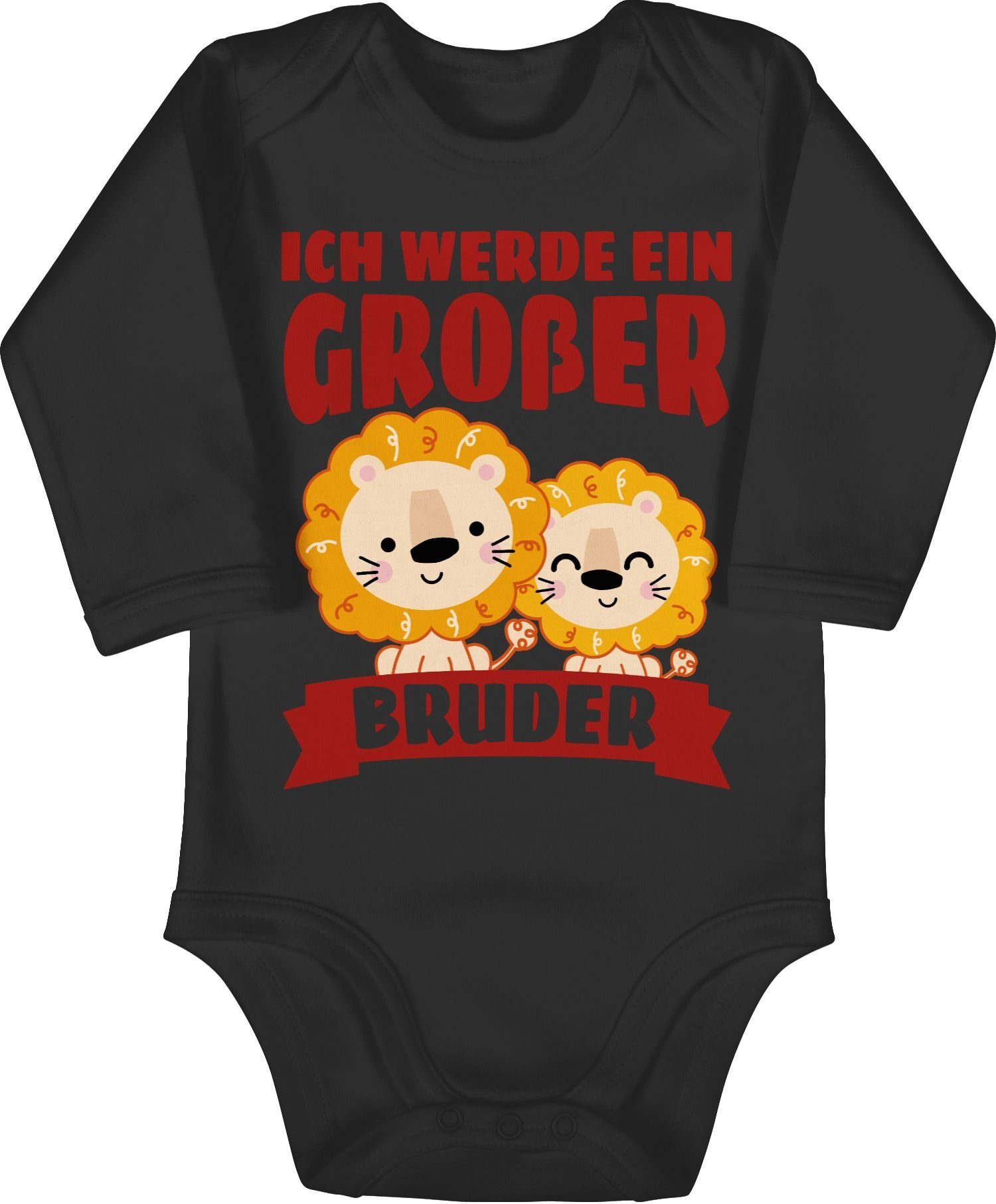 Shirtracer Shirtbody Ich - Bruder Bruder mit ein Löwen Schwarz großer braun werde Großer 1