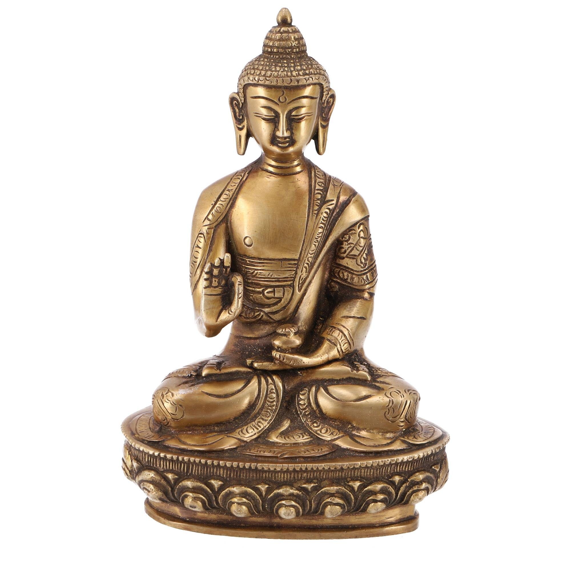 Buddhafigur Buddha Statue aus Messing Abhaya Mudra 20 cm -..