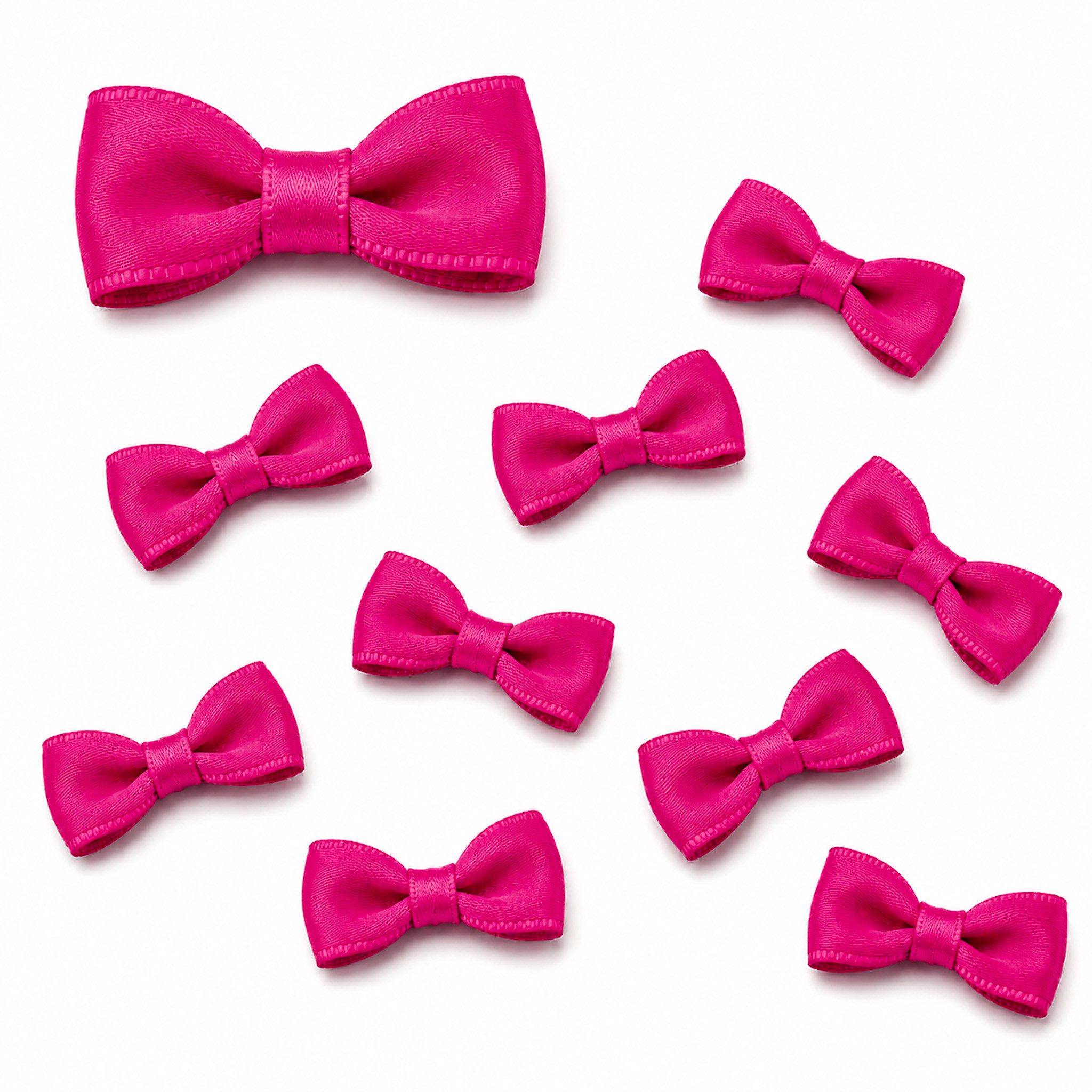 Creativery Streudeko, Satinschleifen 4x2cm zum Basteln & Aufnähen 10 Stück Fuchsia / Pink