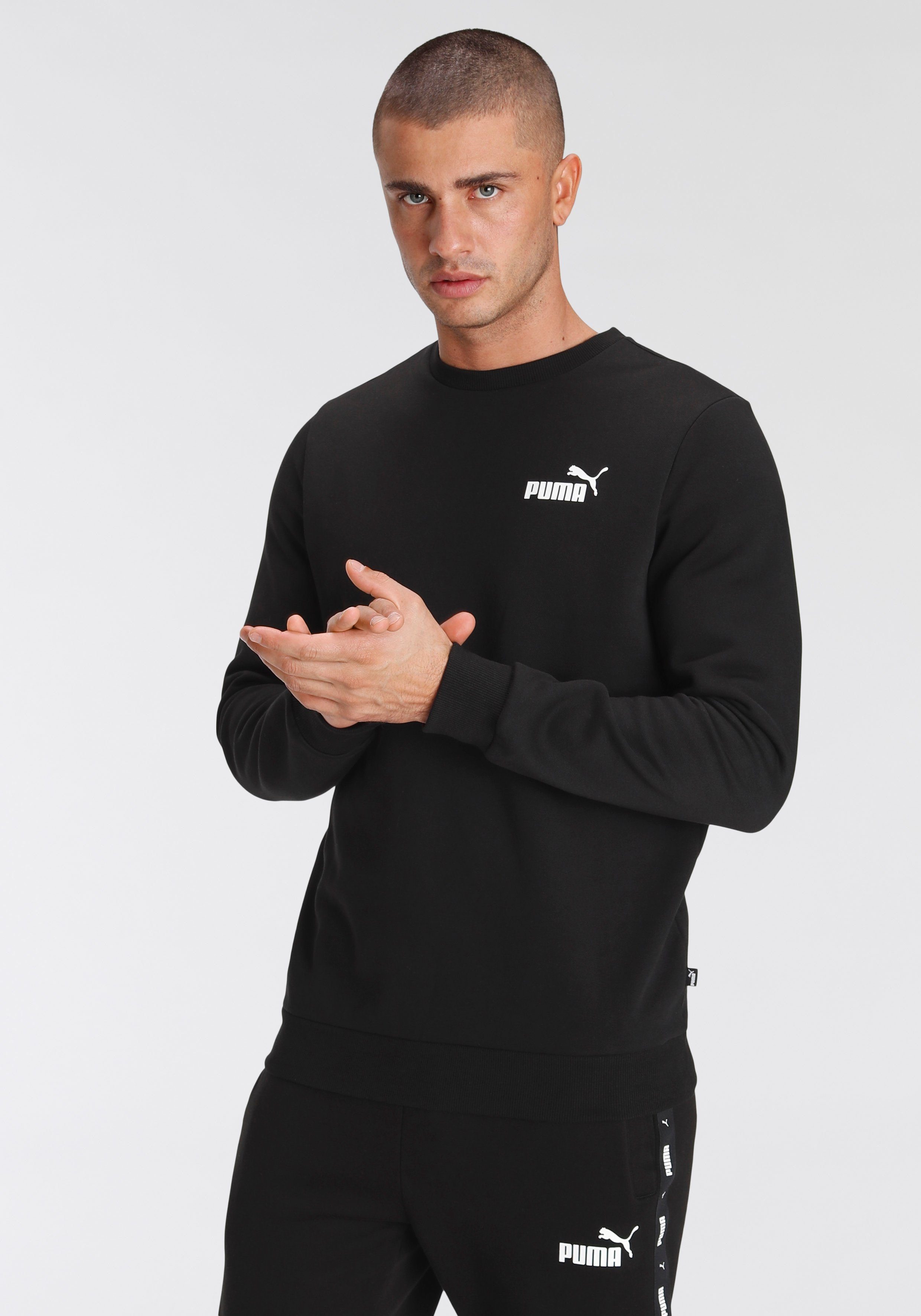 PUMA FL LOGO SMALL CREW Black Langarmshirt ESS Puma