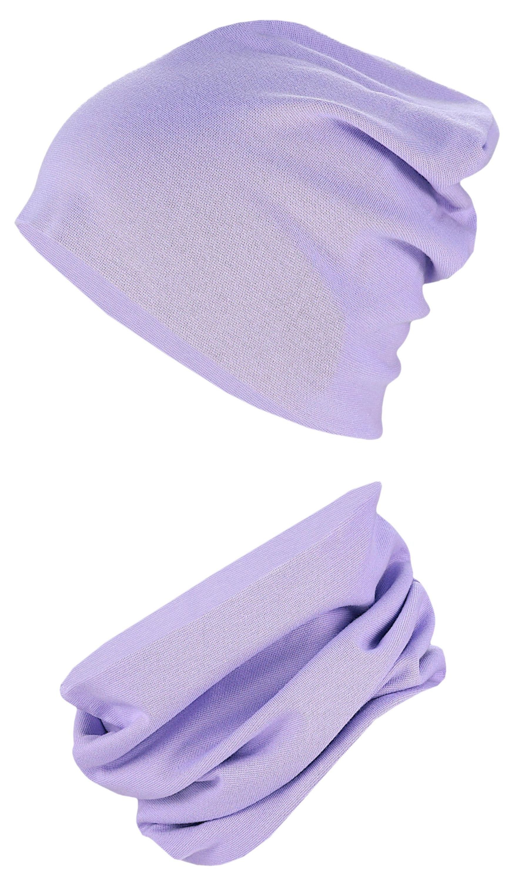 TupTam Beanie Kinder Beanie Mütze Schlauchschal Set aus Jersey und Rippstoff
