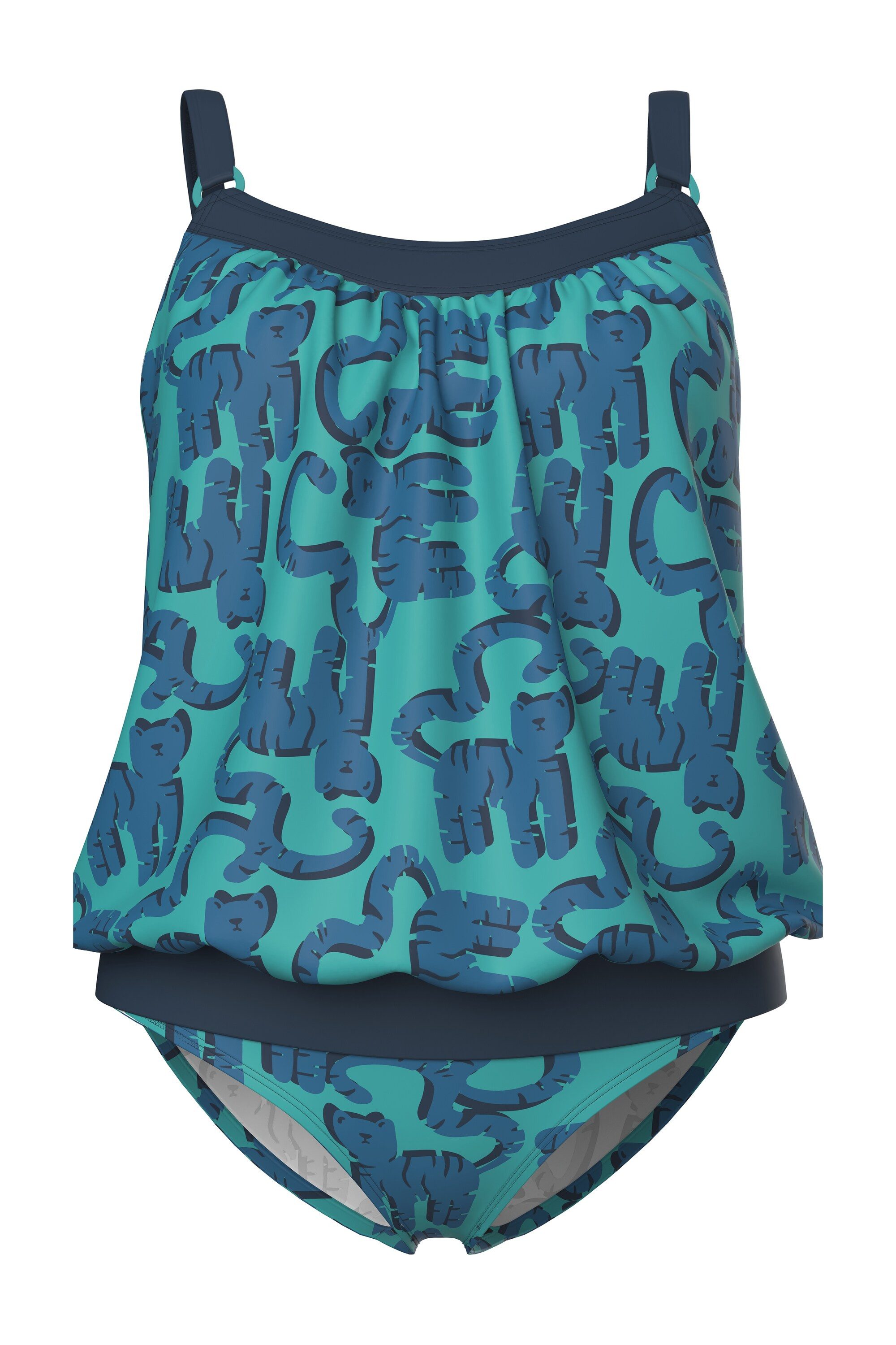 Ulla Popken Soft-BH Tankini Katzen Softcups Elastiksaum