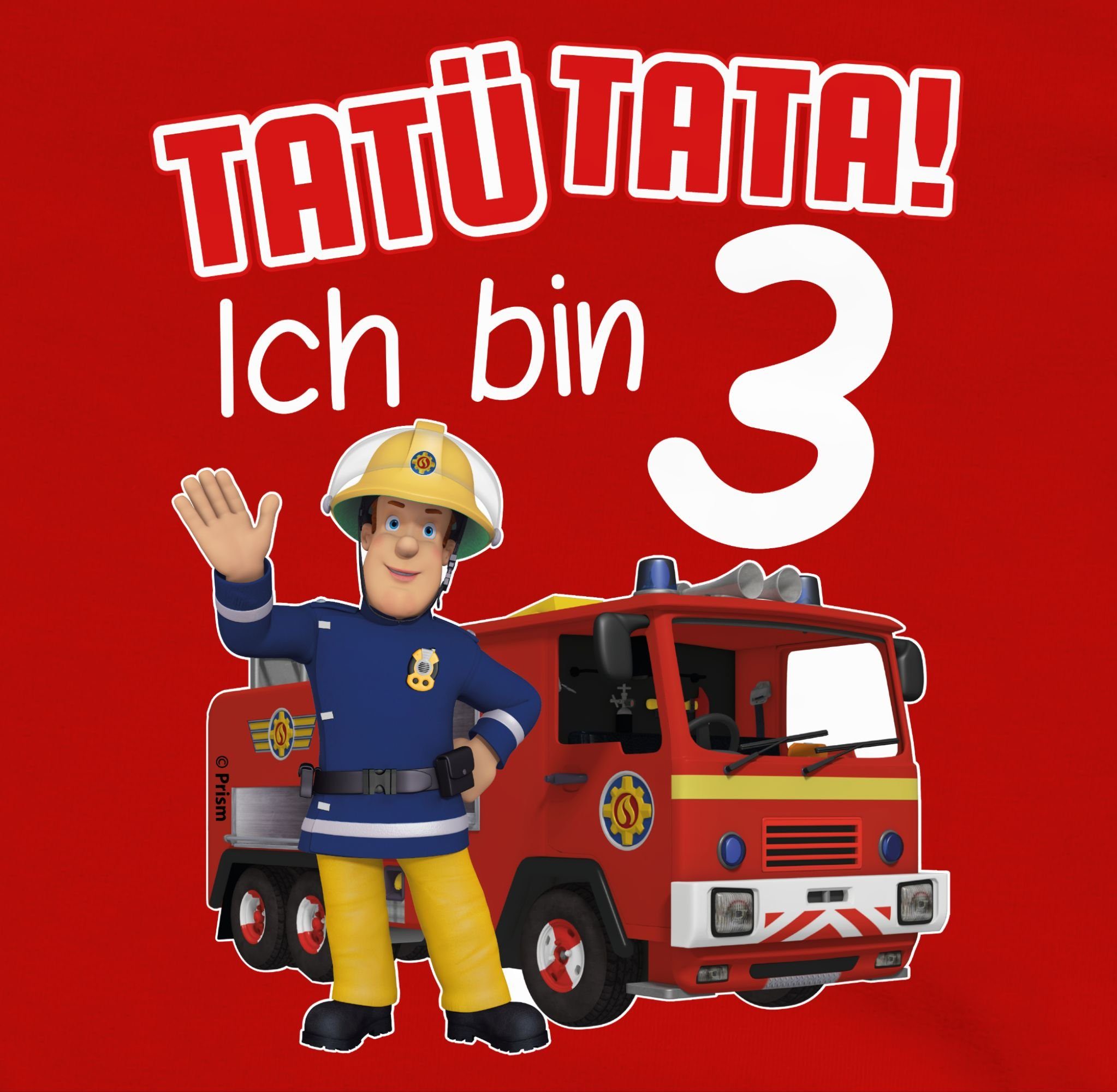 3 bin Tatü Geburtstag Shirtracer Sam 2 Ich Rot Feuerwehrmann Sweatshirt Tata! Mädchen