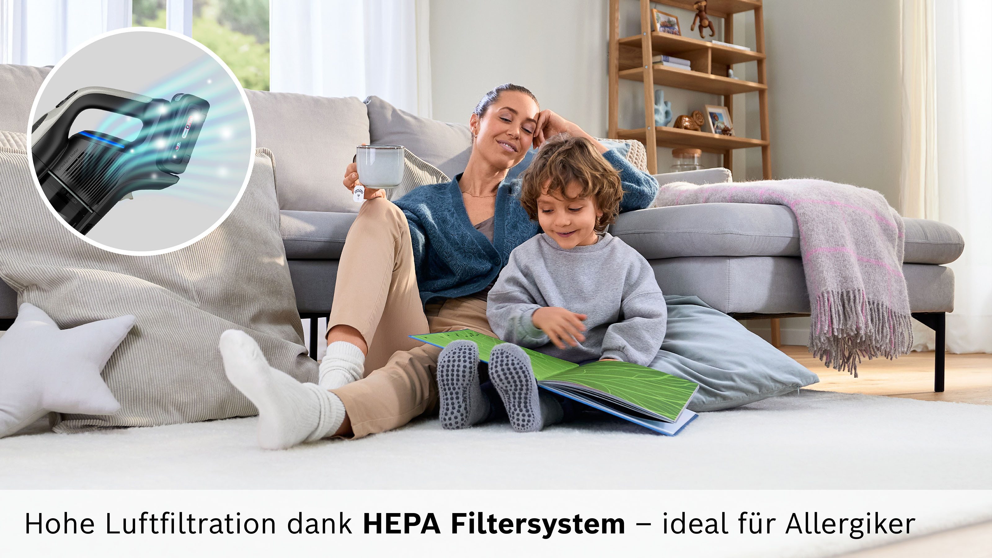 BOSCH Akku-Stielstaubsauger Unlimited 10 BKS1051GQC, MicroClean™ Technology, Display, Knickrohr, beutellos, HEPA-Filtersystem, 10 Jahre Motorgarantie, Schnellladegerät, grau