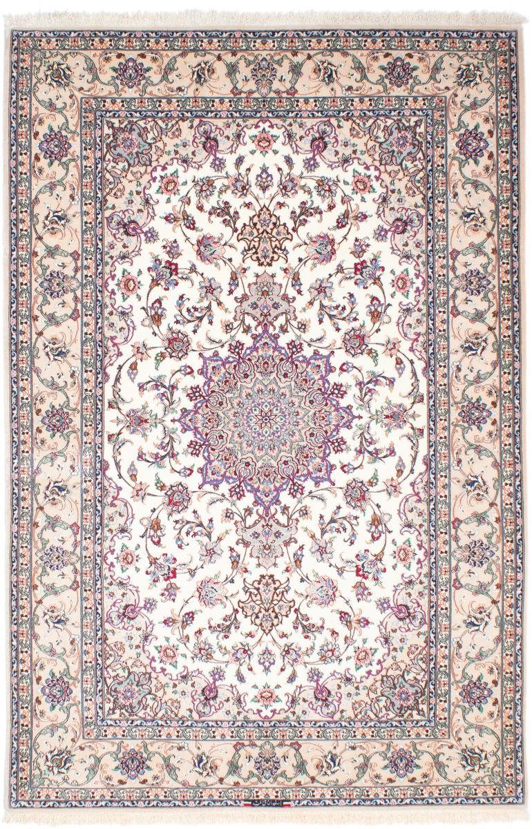 Orientteppich Isfahan Seidenkette 152x227 Handgeknüpfter Orientteppich, Nain Trading, rechteckig, Höhe: 6 mm