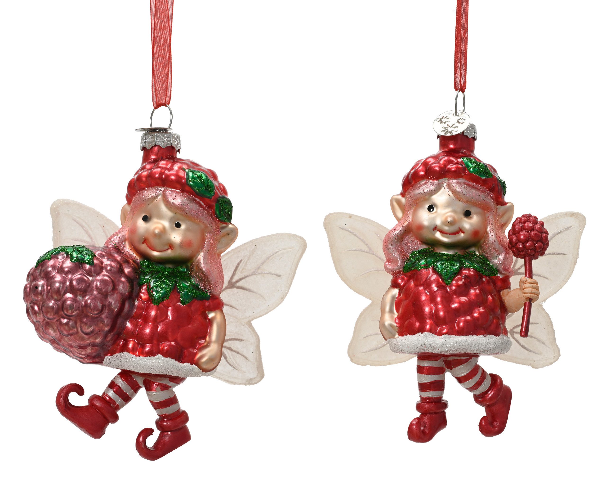 Kaemingk Christbaumschmuck, Christbaumschmuck Glas 11,5cm Weihnachtsfee Figur 1 Stück Rot sortiert