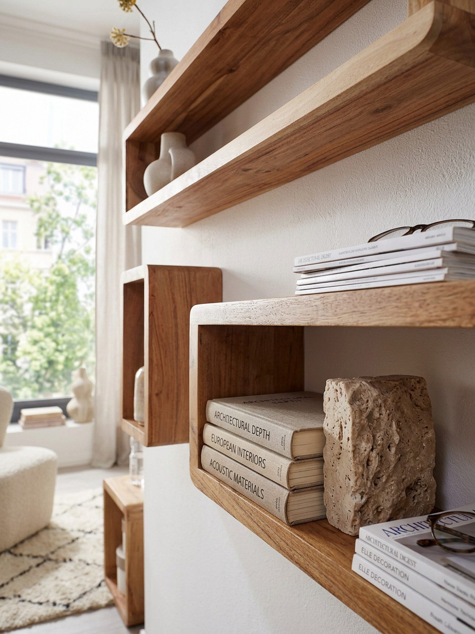 KADIMA DESIGN Wandregal Design Wandregal 3er Set BOHA Massiv Holzregale Akazie Landhausstil, Wand-Regale, Hängend Würfel, Regal Wandkästen Eckig, Rustikales Wandregal-Set Holz, Hängeregal Viereckig Echtholz