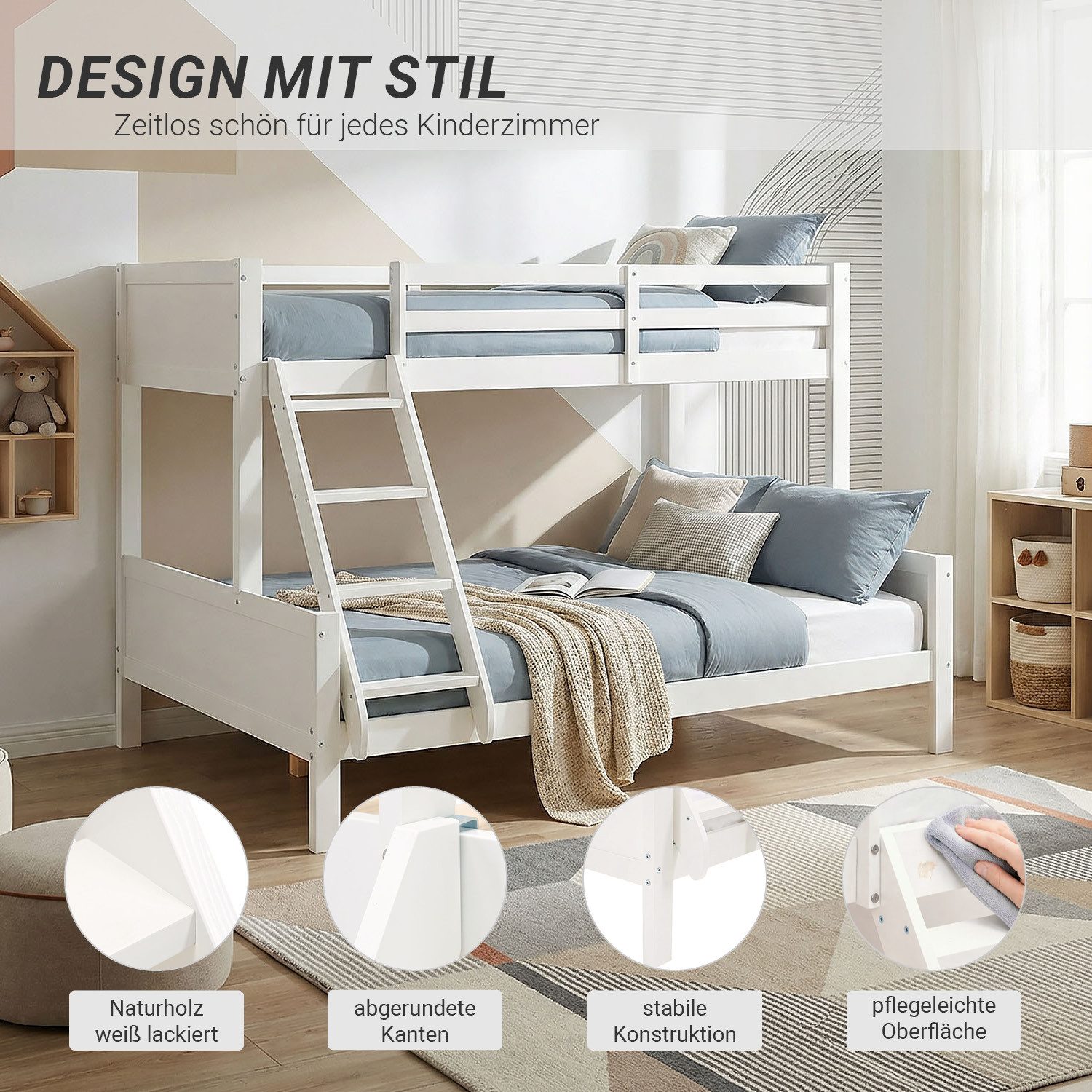 Homestyle4u Etagenbett Hochbett Kinder 90x200 &140x200 Massivholz inkl. 2 L günstig online kaufen