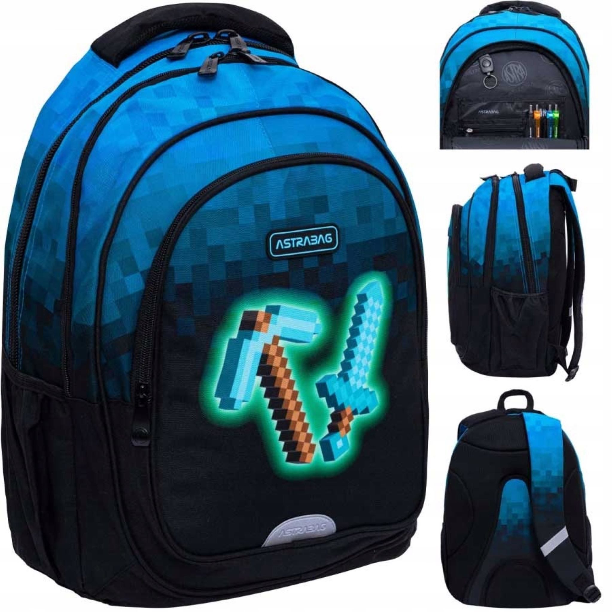 Starpak Schulrucksack Astrabag Schulrucksack für Jungen – Pixel Design, Ergo Back