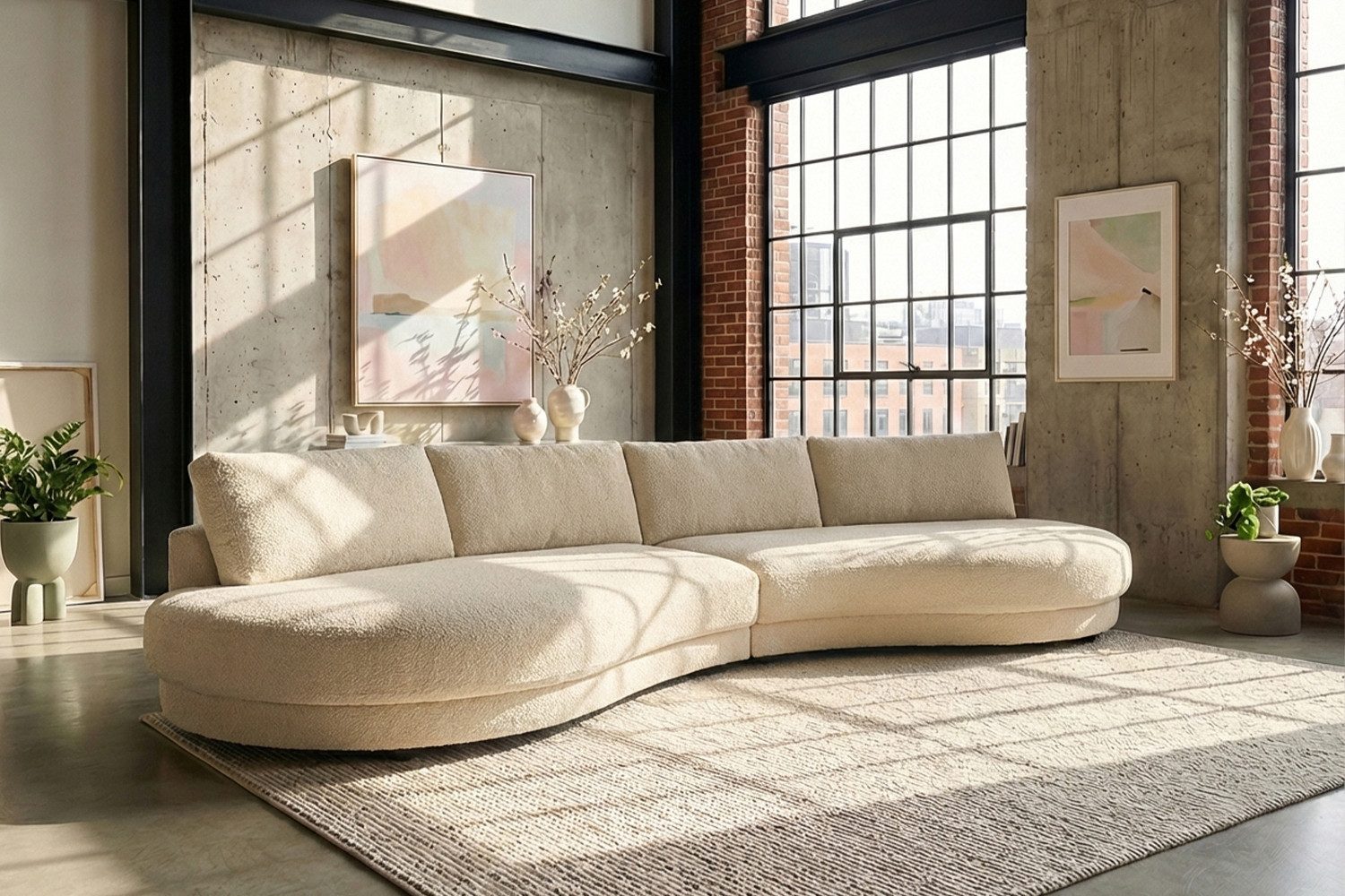 KAWOLA Big-Sofa PADANA Wohnlandschaft - XXL Komfort - Designer Couch - 410 cm, Lounge Sofa, Rundumbezug, Stahl-Wellenferdern, luxuriöse Polsterung