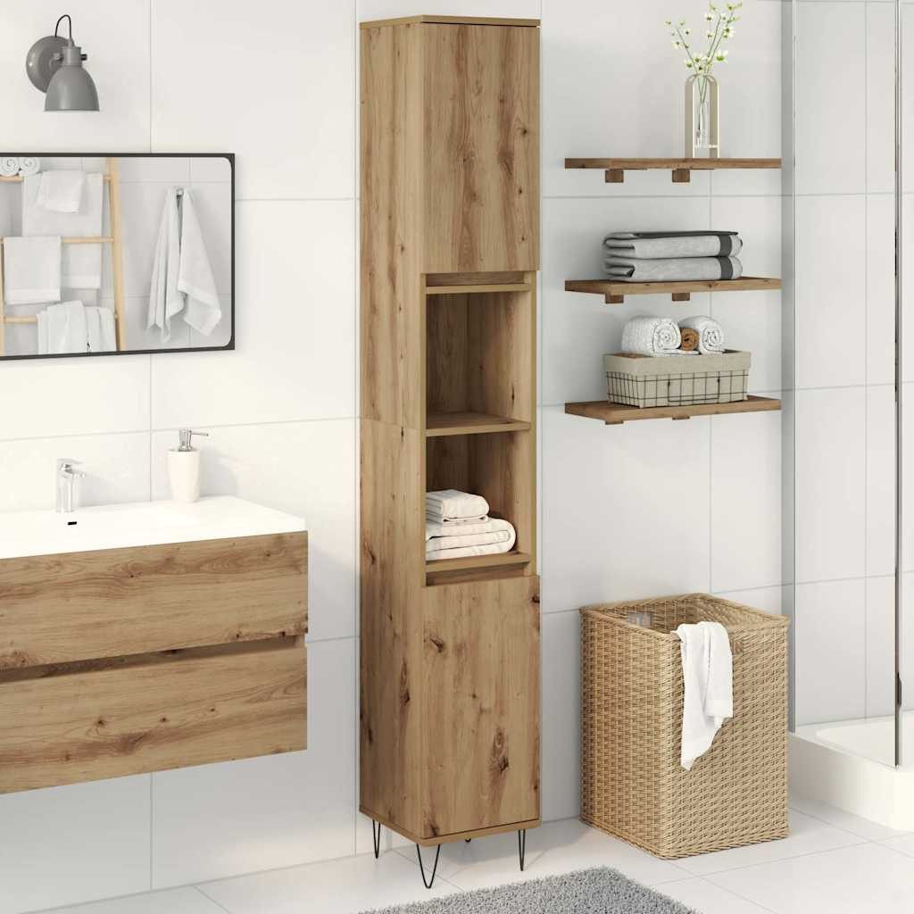 vidaXL Badezimmer-Set Badschrank Artisan-Eiche 30x30x190 cm Holzwerkstoff, (1-St) – Bild 3 von 5