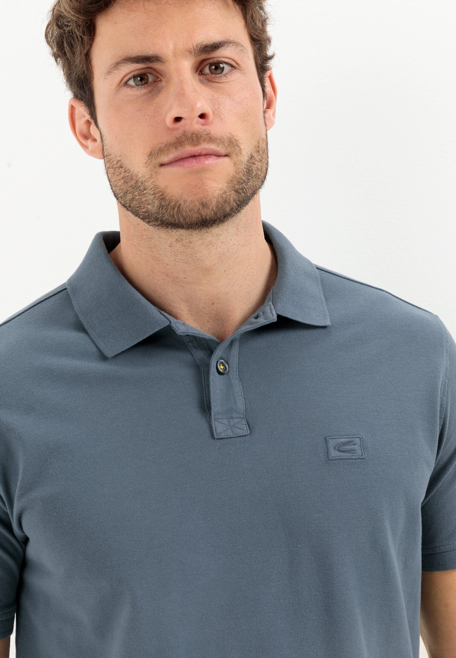 Baumwolle Poloshirt camel Shirts_Poloshirt aus reiner active Blau