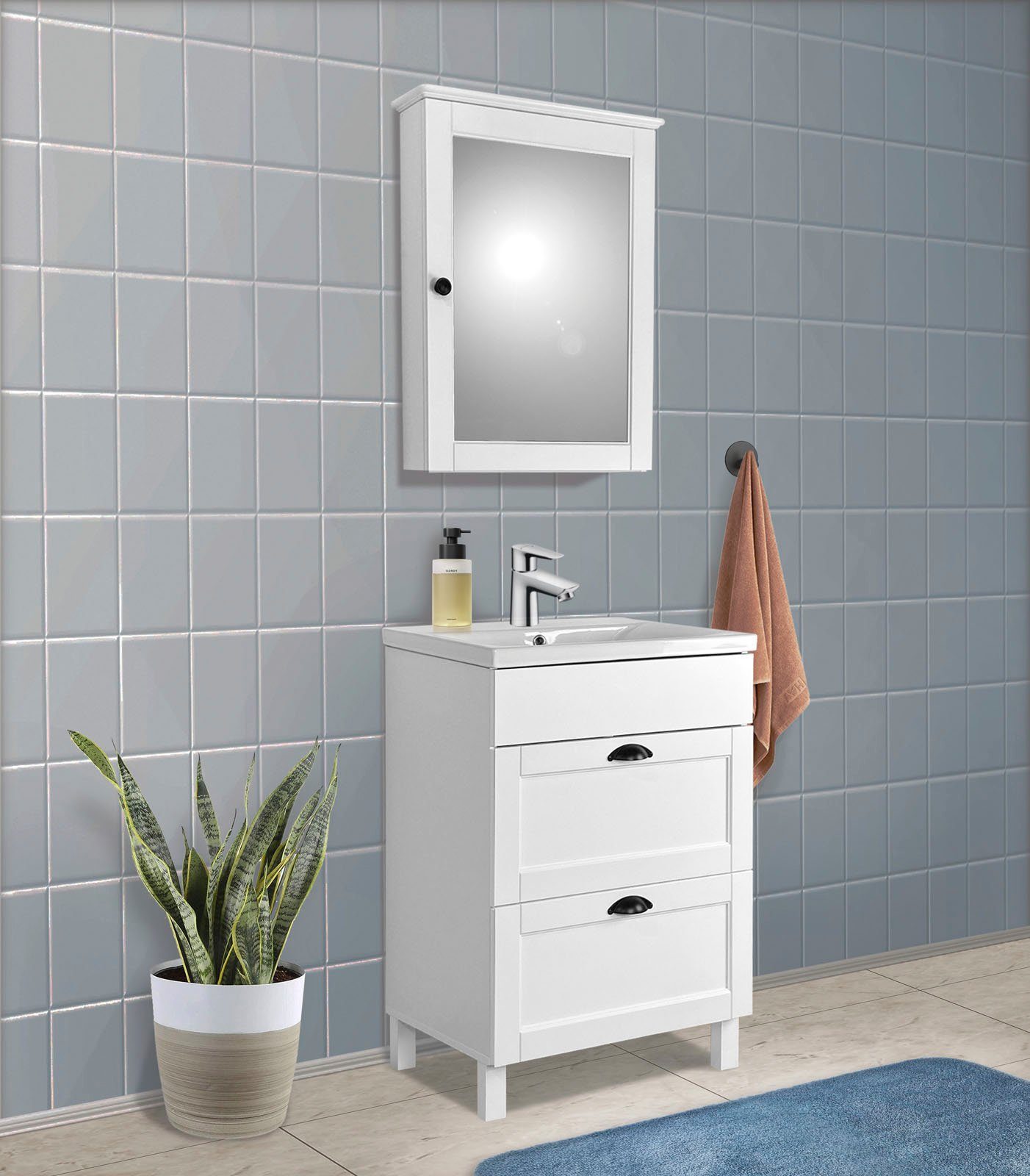 Home affaire Waschtisch Lede (Set, 2-St), Badmöbel mit 2 Schubladen inkl. W günstig online kaufen