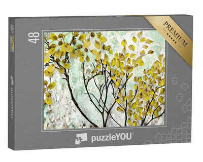 puzzleYOU Puzzle Designer-Ölgemälde: Baum mit gelb-grünen Blättern, 48 Puzzleteile, puzzleYOU-Kollektionen Gemälde