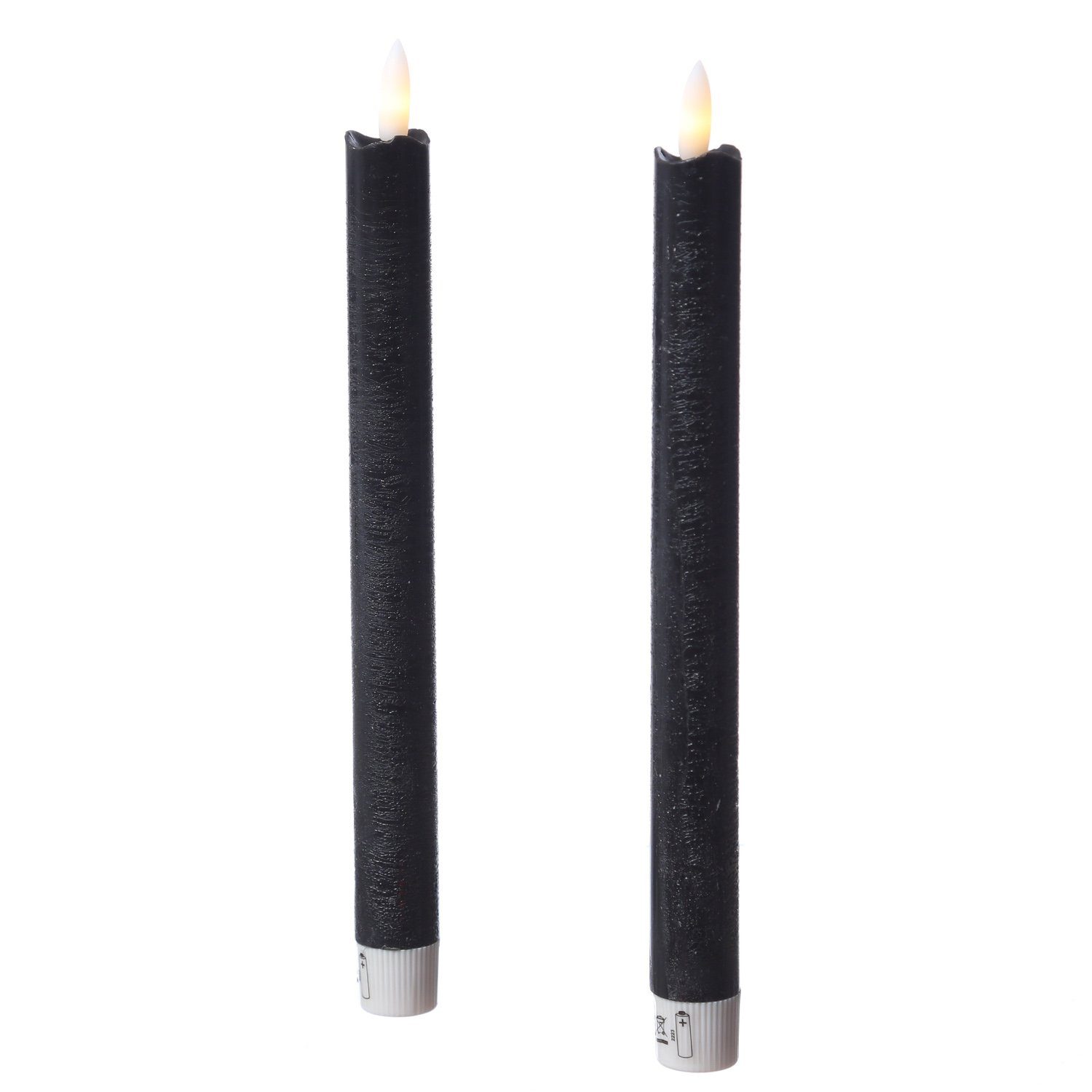 MARELIDA LED-Kerze LED Stabkerzen Dinner Tafelkerzen Echtwachs flackernd H:25cm Timer 2St (2-tlg)