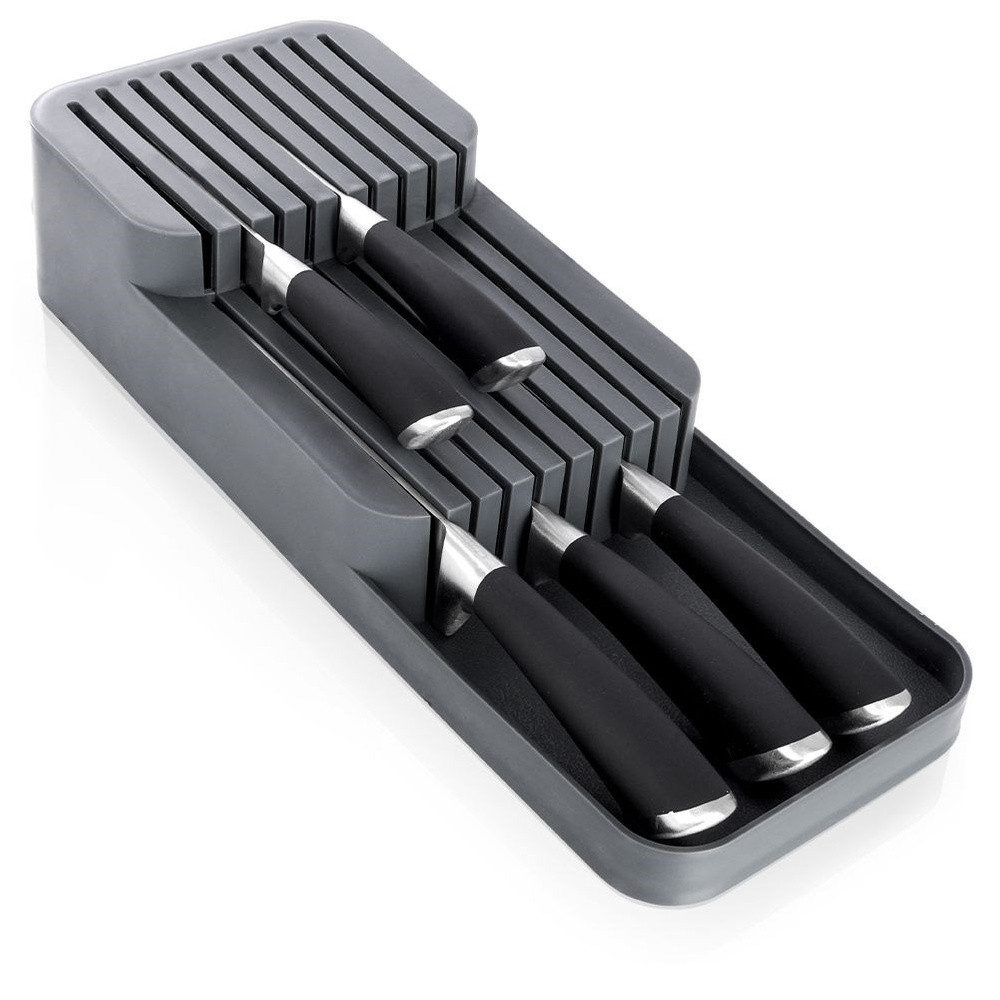 Vilde Organizer für Schublade mit zwei Ebenen aus Kunststoff, 39x14,5x7,5 cm, 18 Messerfächer, robust, platzsparend