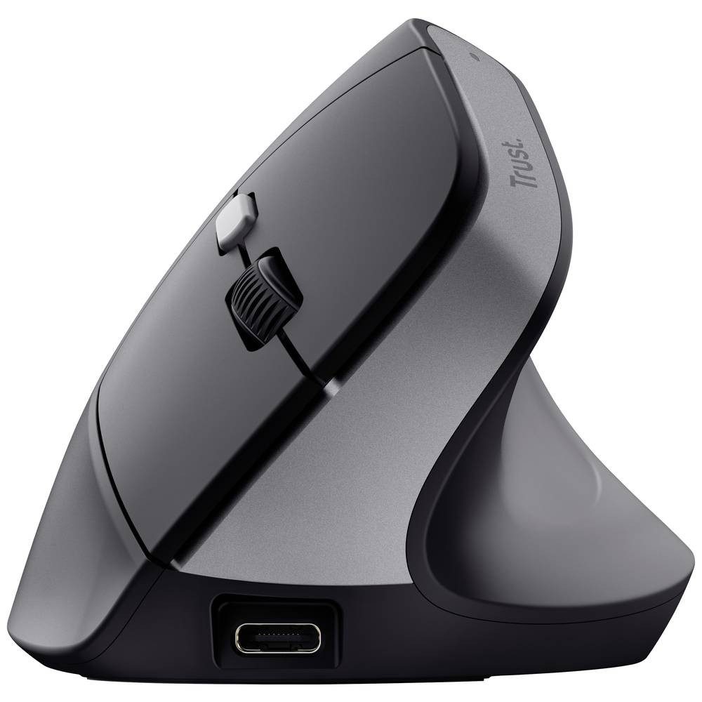 Trust Kabellose Ergonomische Maus 25371 Mäuse (Ergonomisch, Geräuscharme Tasten, Integriertes Scrollrad)