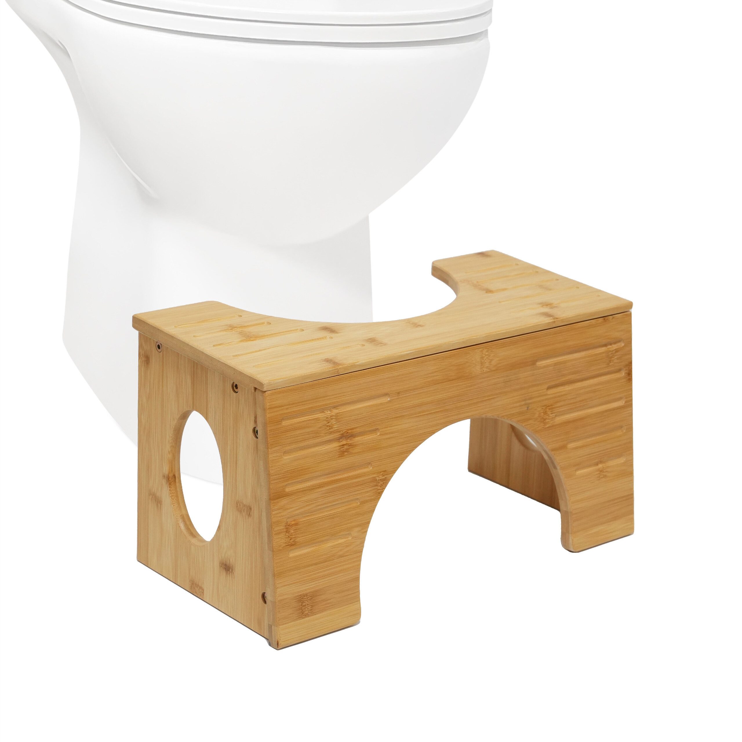 relaxdays Fußhocker Toilettenhocker aus Bambus
