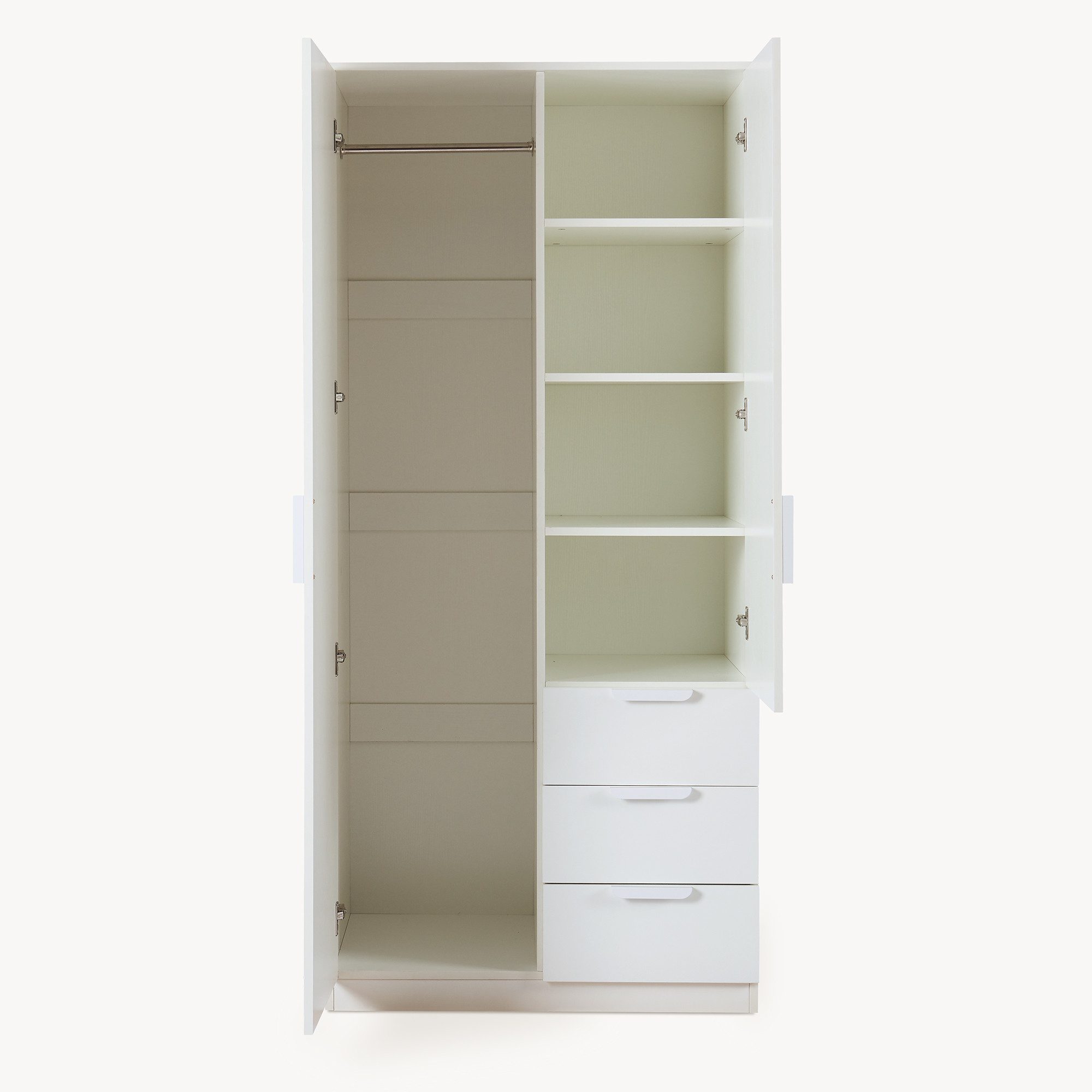en.casa Kleiderschrank »Eiselfing« 2 Türen, 4 Fächer, 3 Schubladen 176x80x5 günstig online kaufen