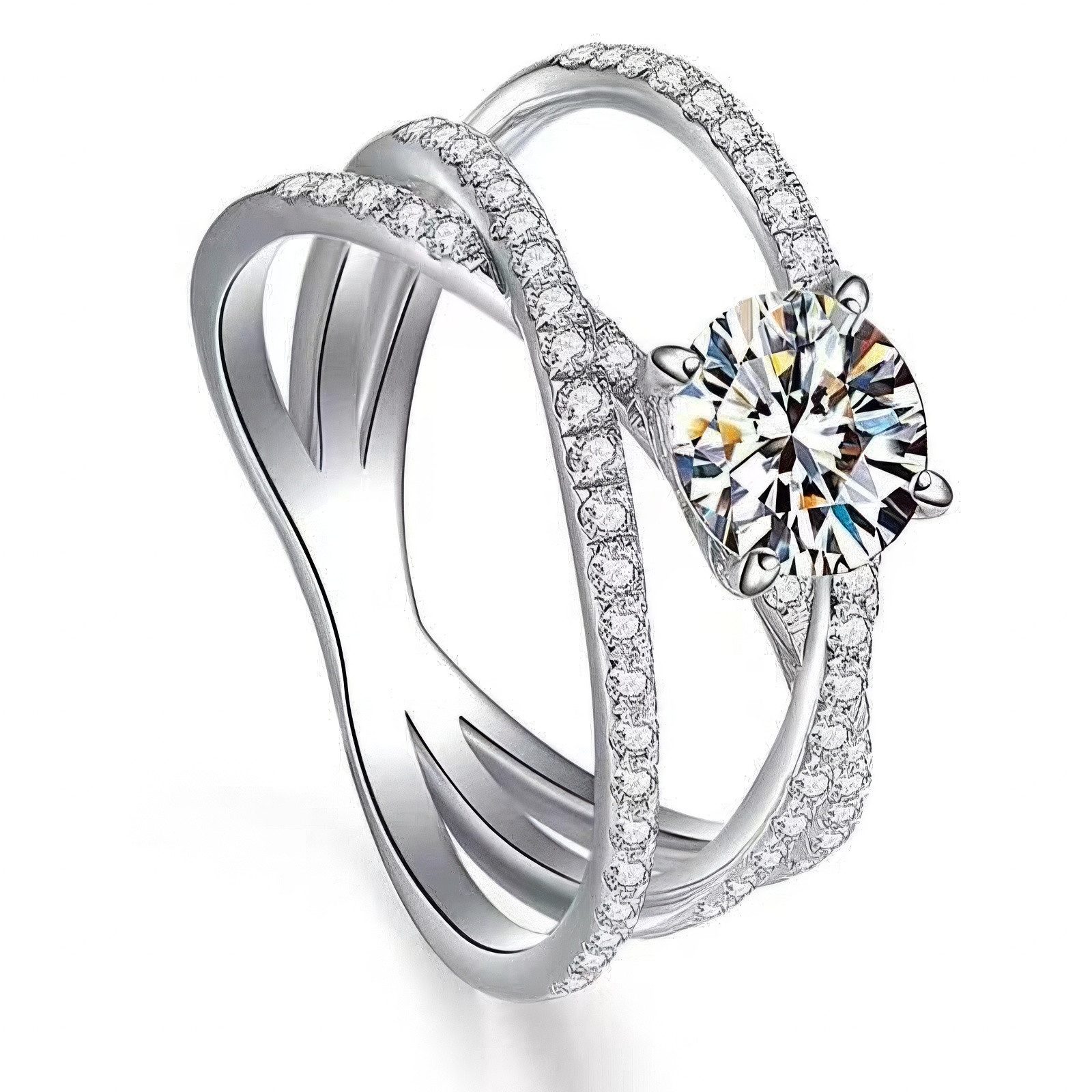 Jumpeak Diamantring 1ct Gewebter Rattan-Diamantring,14k Gold-Diamantring,engagement ring, erstkommunion geschenk mädchen,Brillantschliff,liebes geschenk für sie