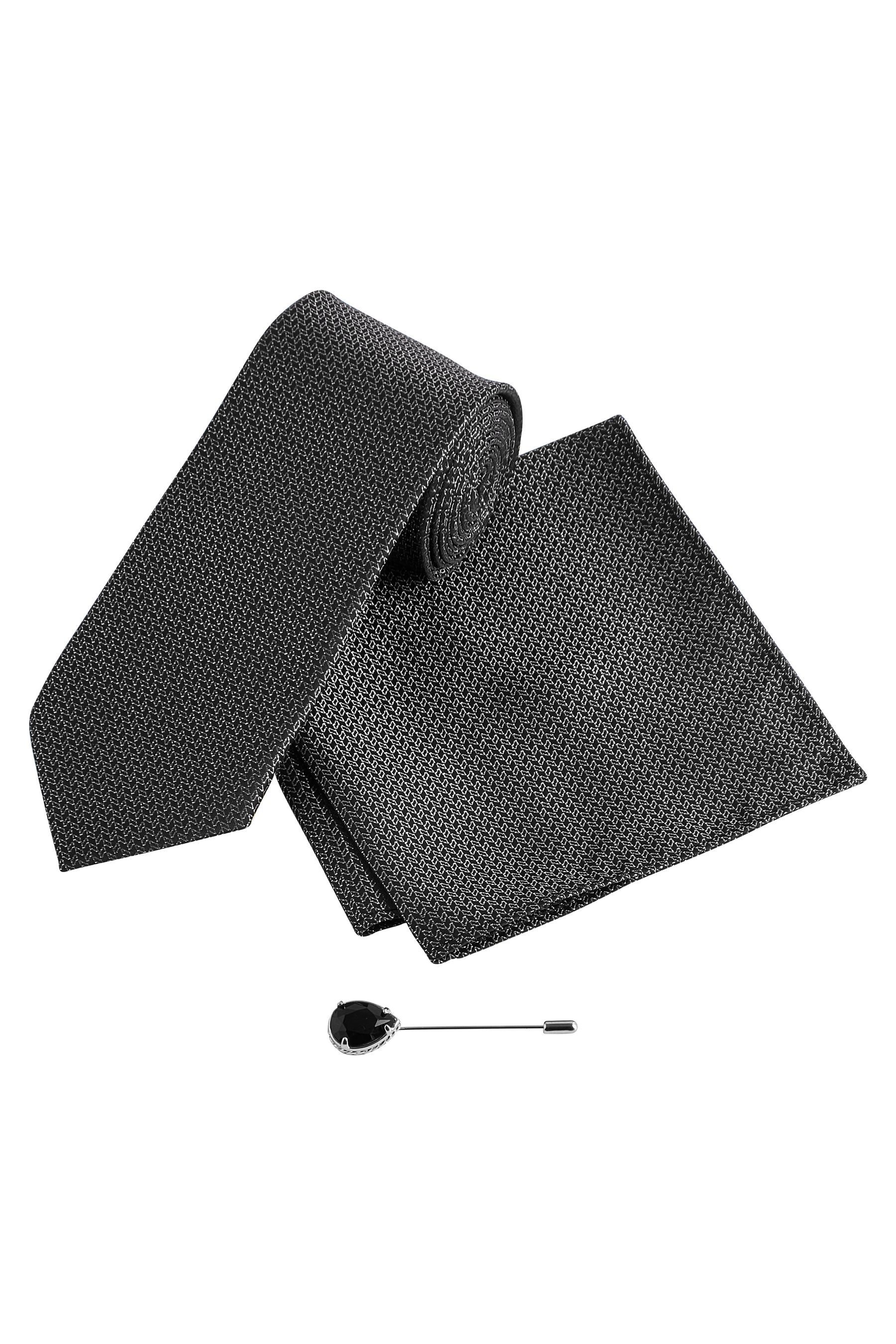 Next Krawatte Krawatte, Einstecktuch und Краваткиnadel im Set (3-St)