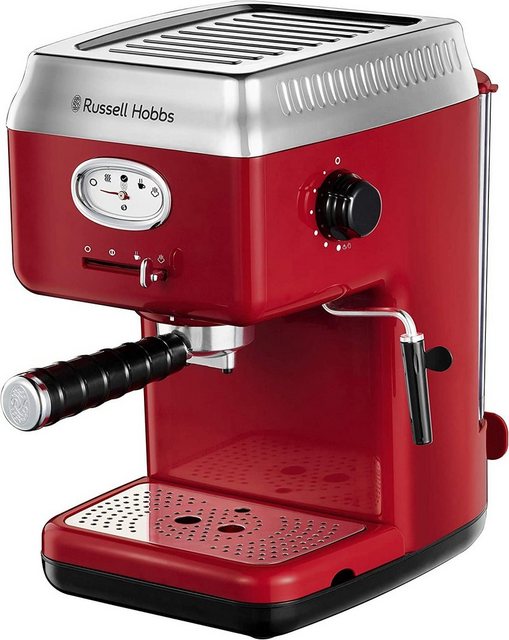 RUSSELL HOBBS Espressomaschine Siebträger Espressomaschine, + 2 Tasseinsätzen + Wassertank+ Milchschaumdüse