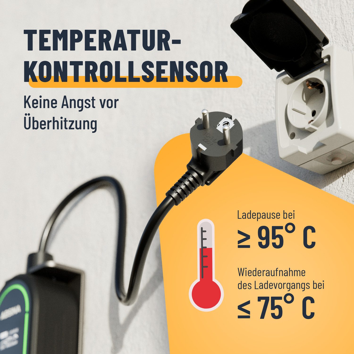 ABSINA Typ 2 Ladekabel Schuko mit einstellbarer Ladeleistung - ICCB 3,7kW 16A Elektroauto-Ladegerät (1-tlg)
