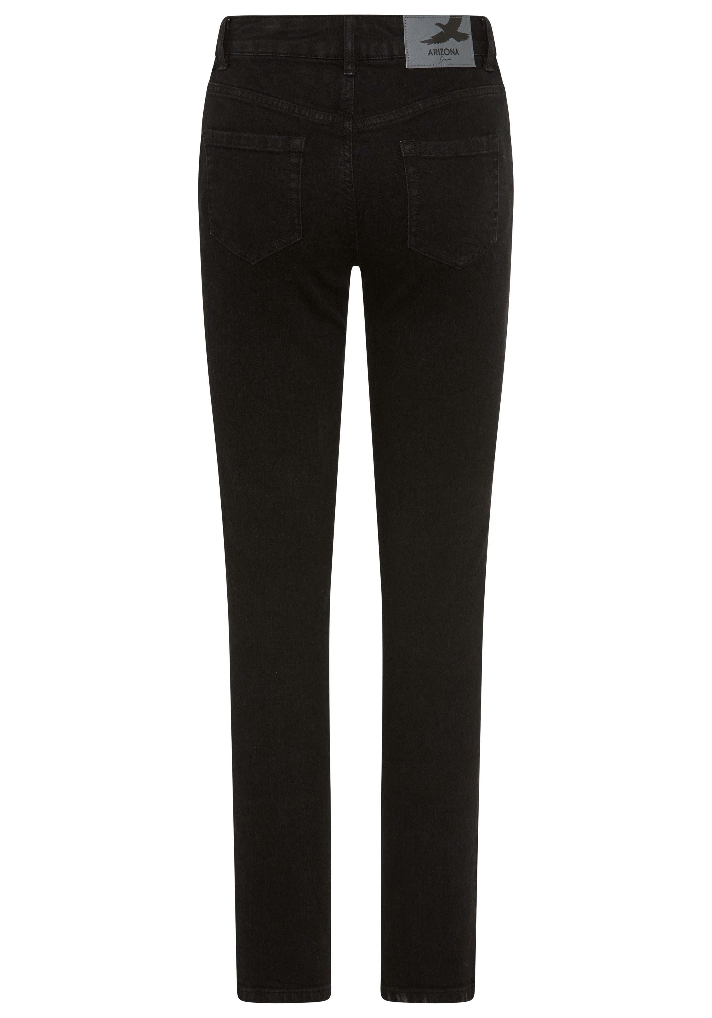 Arizona Slim-fit-Jeans Bund mit seitlichem Gummizugeinsatz schmale Passform, Röhrenjeans, Used-Waschung, hohe Leibhöhe