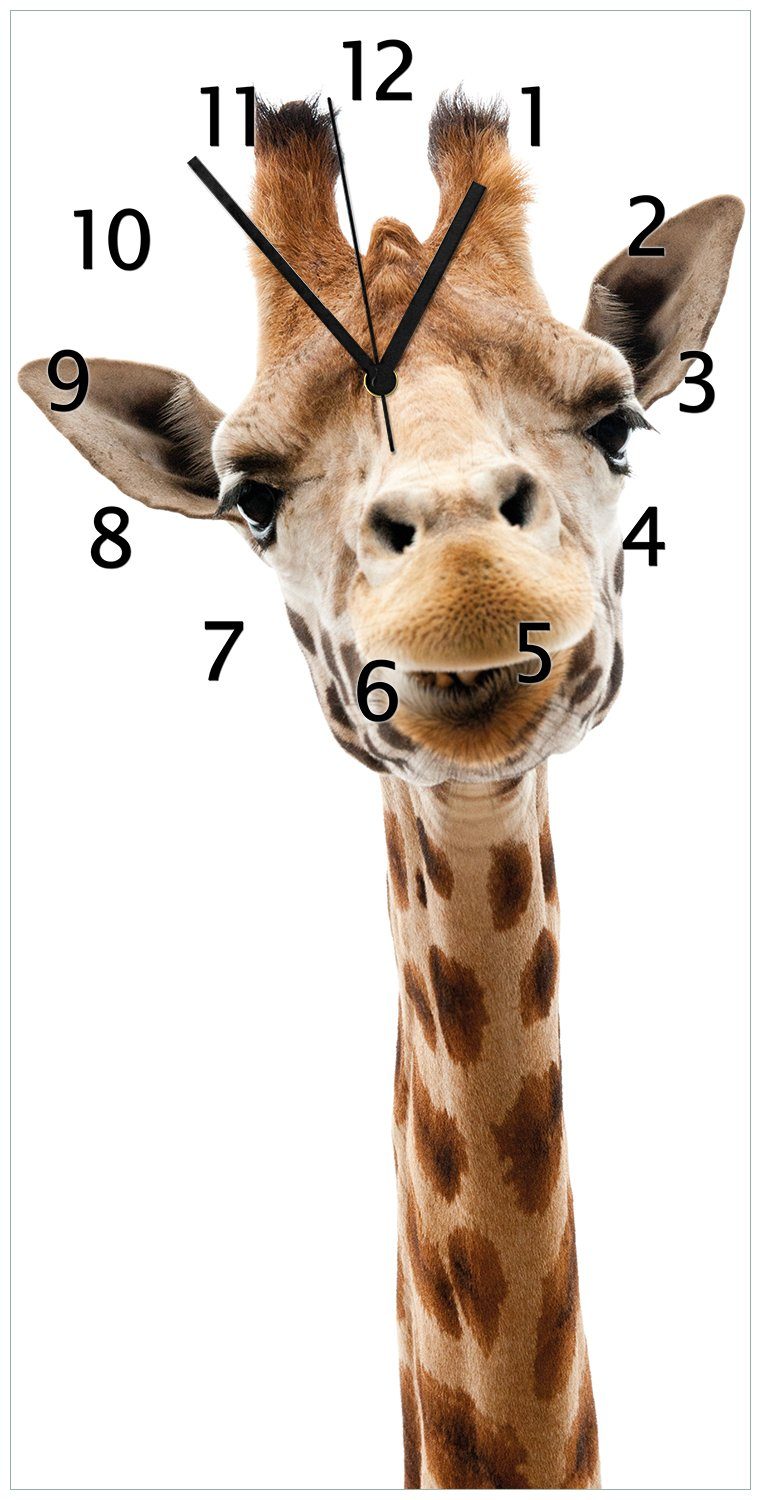 Giraffenkopf Acryl) aus Wallario Wanduhr (Uhr