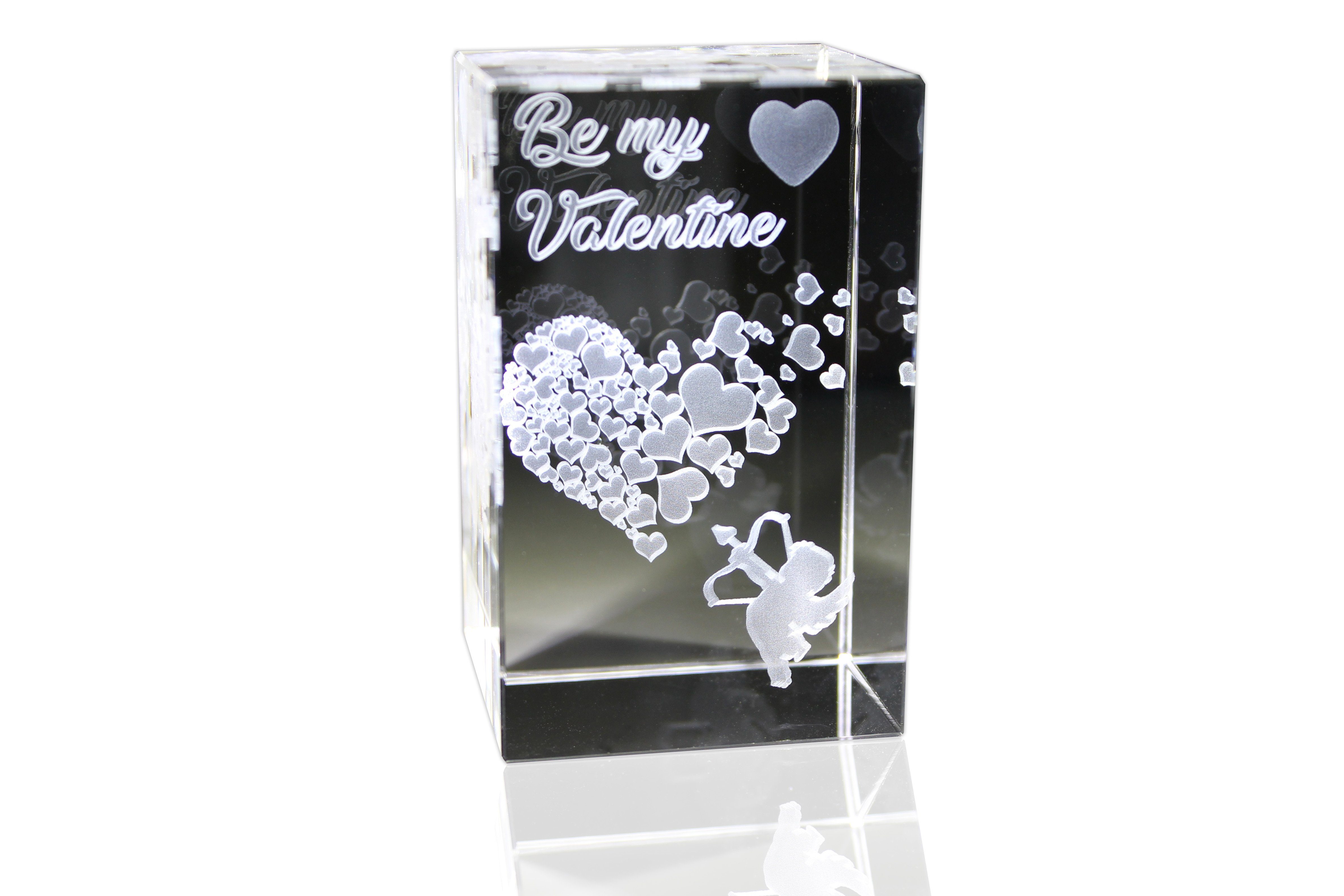 VIP-LASER Dekofigur 3D Glasquader Familienbetrieb my Valentine Valen, Geschenk Be I in Motiv: Made Ideale Hochwertige das Germany, Geschenkbox, zum