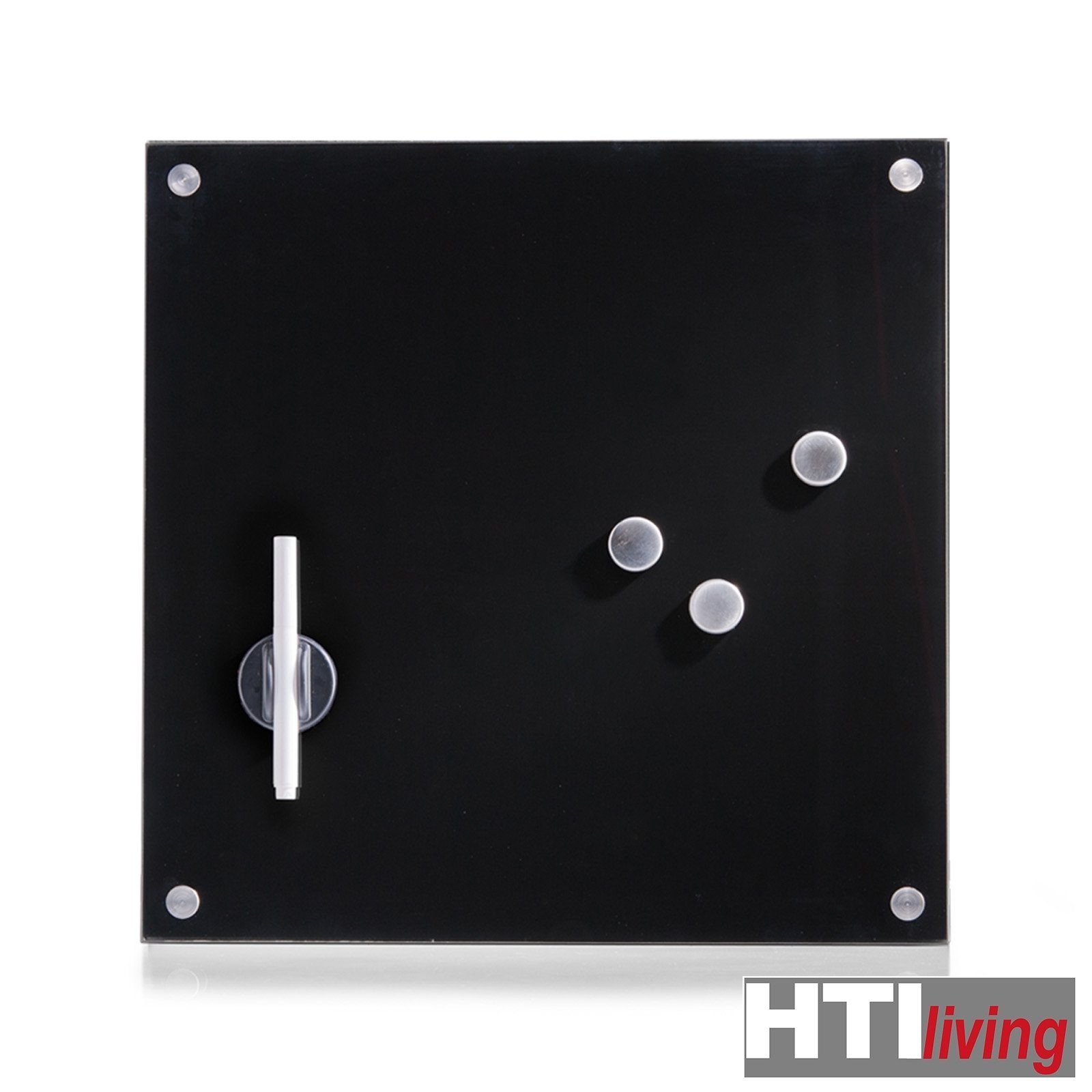 Magnetboard Schreibtafel Pinnwand HTI-Living Schreibboard Memoboard Schwarz quadratisch, Glas Magnettafel Memoboard