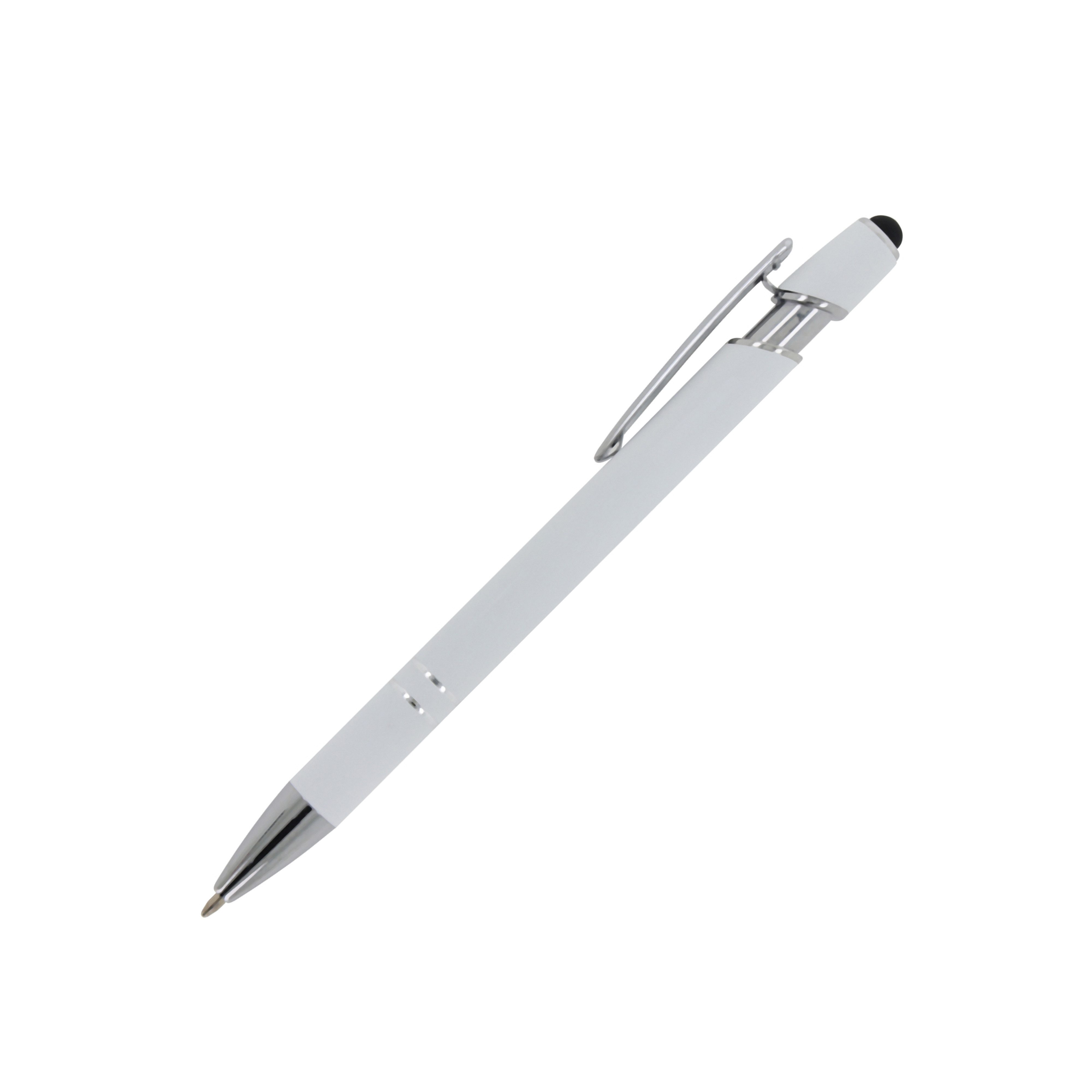 TOPPOINT Kugelschreiber Touchpen Kugelschreiber / aus Metall / Soft-Touch / Farbe: weiß