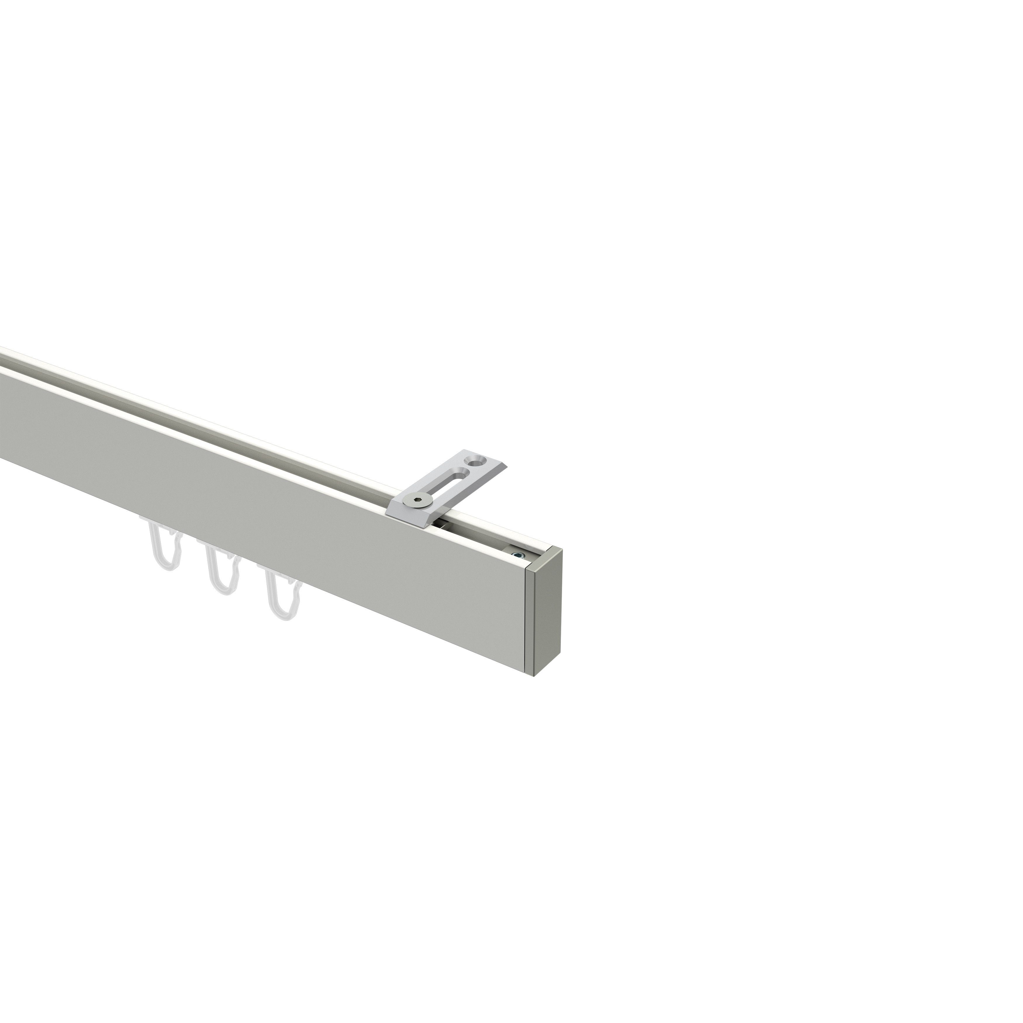 Gardinenstange Smartline Paxo, INTERDECO, 1-läufig, 14x35 mm, eckig, Deckenmontage, Weiß / Edelstahl-Optik