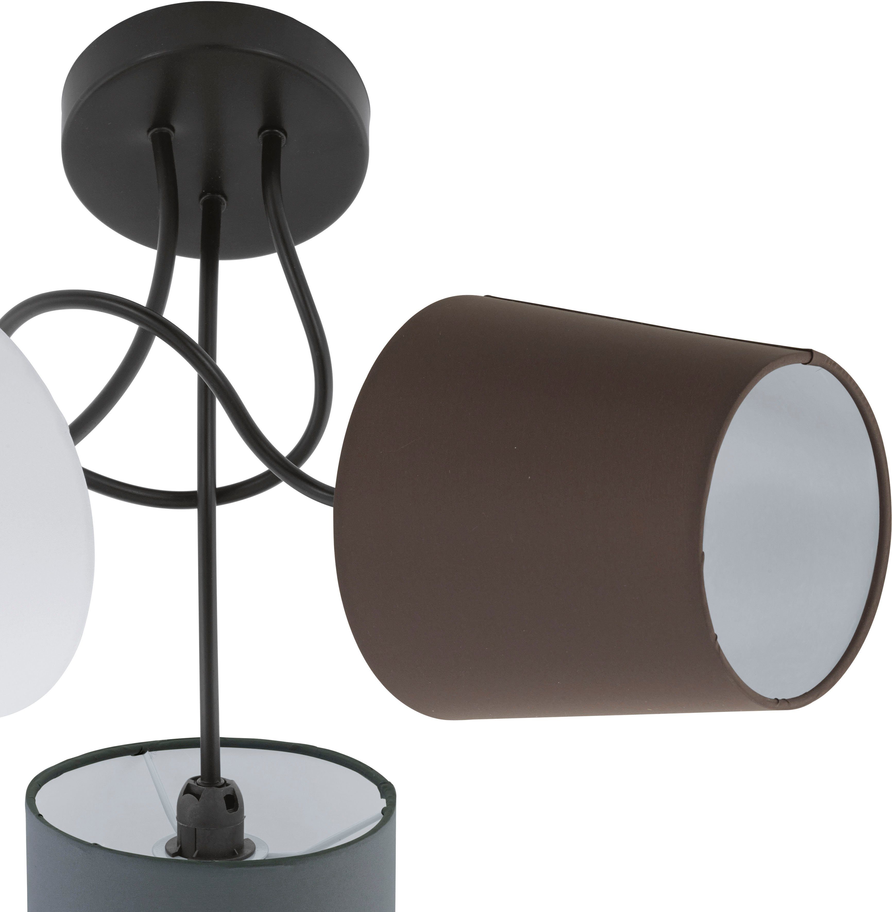 EGLO Deckenleuchte - wechselbar, cm schwarz Stoff aus Deckenlampe x ohne Ø59 Leuchtmittel, Leuchtmittel H35 / / Textilschirm ALMEIDA