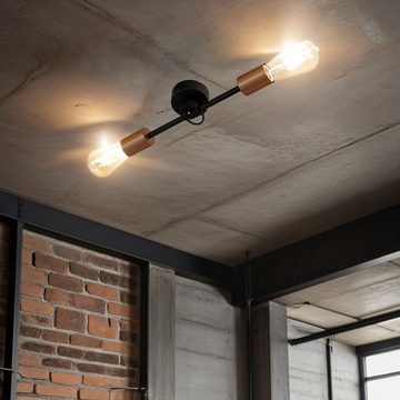 Licht-Erlebnisse Deckenleuchte STICKS, ohne Leuchtmittel, Deckenlampe Loft modern Schwarz Kupfer Vintage Küche Lampe