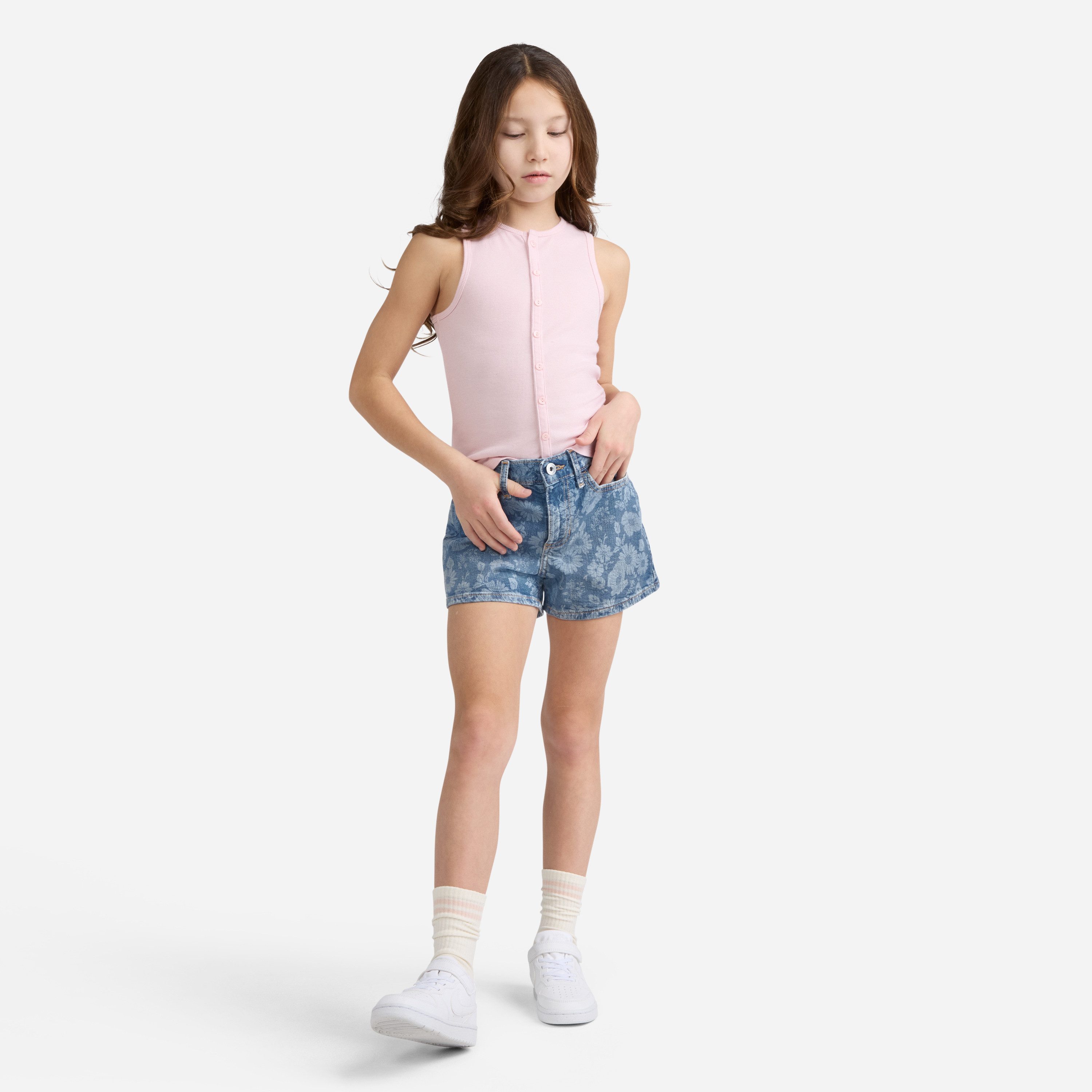 Abercrombie Kids Jeansshorts AFG HR RELAXED FLORAL DENIM SH mit All-Over Blumen Print for Girls