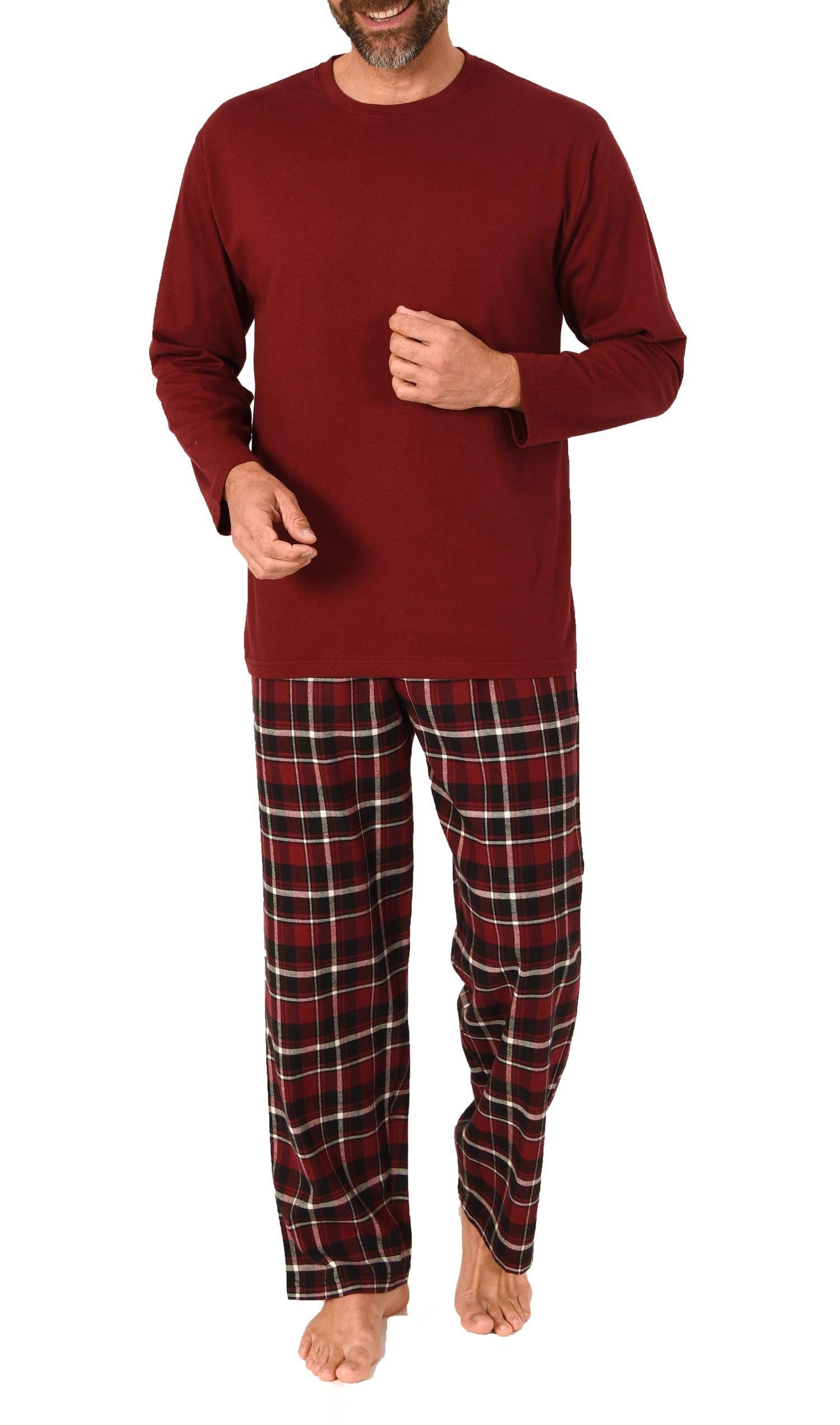 Normann Pyjama Herren Schlafanzug lang, Pyjama mit Flanell-Hose in Karo-Optik – Bild 2 von 5