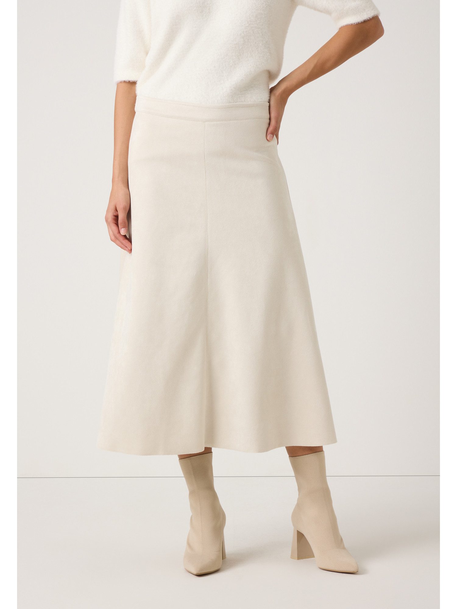 MORE&MORE A-Linien-Rock super softer Midi-Lederimitat-Rock günstig online kaufen