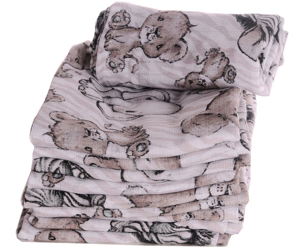 La Bortini Stoffwindeln 10er Pack Spucktücher Baby Mullwindeln Babytücher Mulltücher, aus reiner Baumwolle, große Packung, atmungsaktiv, weich