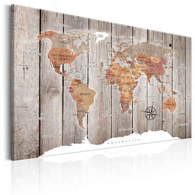 Artgeist Wandbild World Map: Wooden Stories