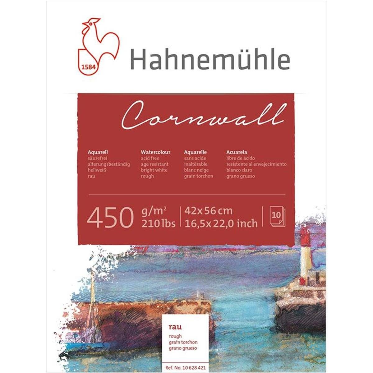 Hahnemühle Aquarellpapier Cornwall Aquarellblock - 450 g/m² - rau - 42 x 56 cm - 10 Blatt