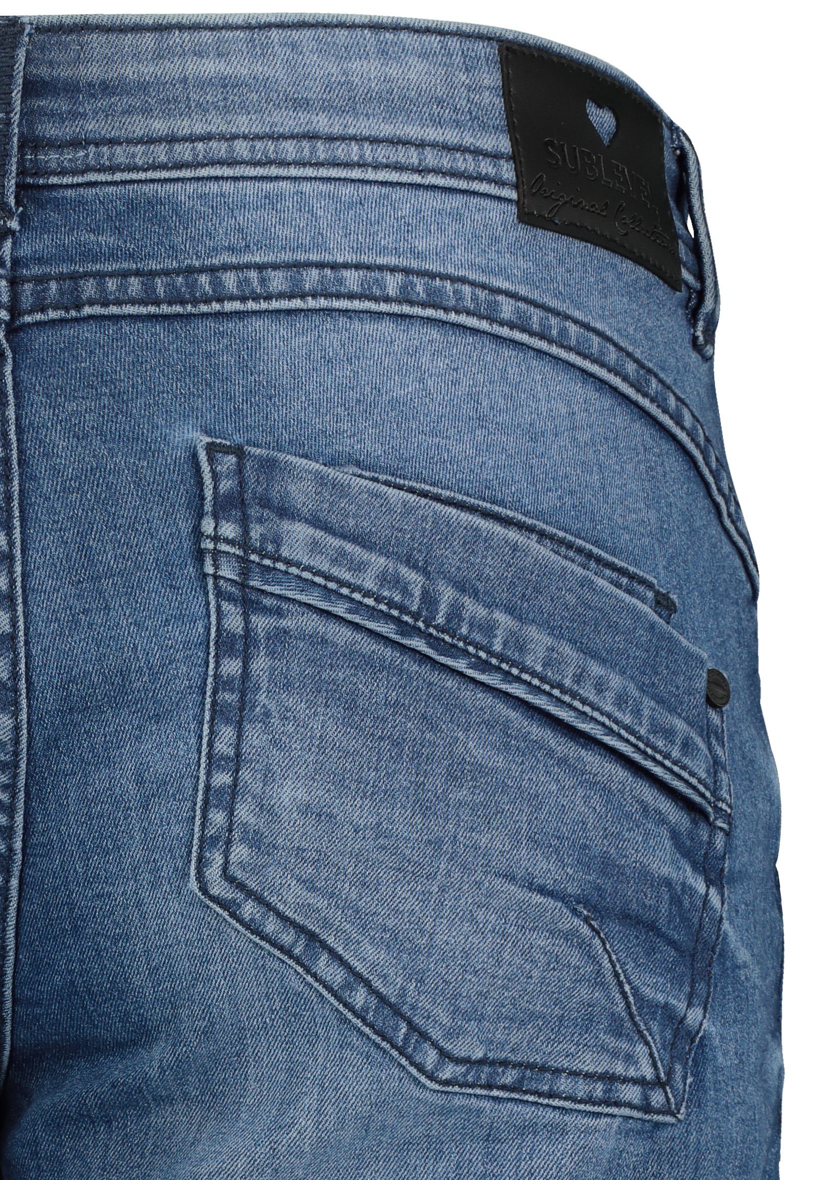 SUBLEVEL Bermudas Denim Middle Damen Jeans Short Denim Hose Kurze Stretch Blue Shorts Shorts Bermuda